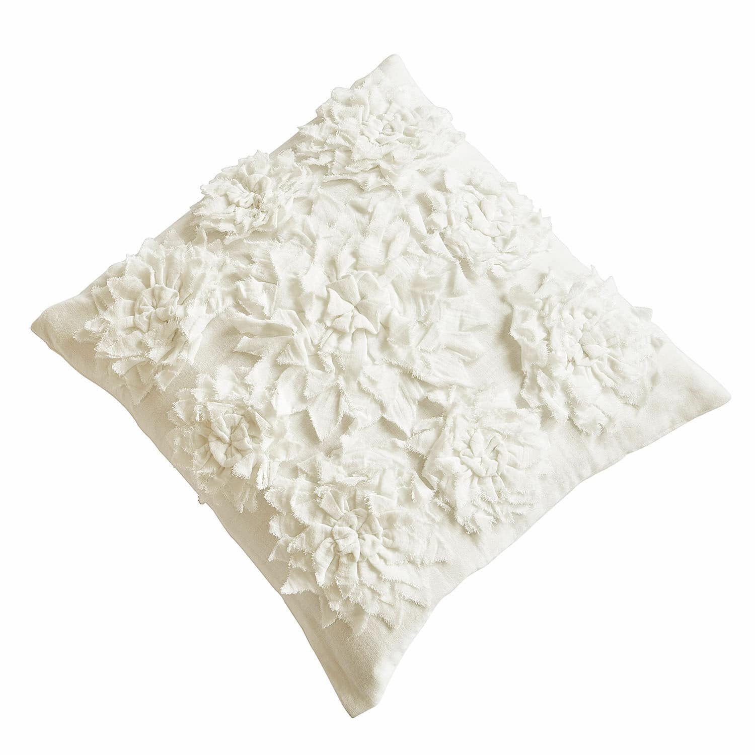 Copricuscino Dorevil Cuscino decorativo bianco in cotone con motivo floreale e texture morbida per il soggiorno