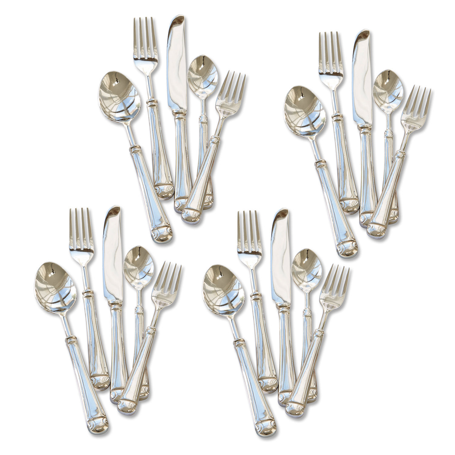 Posate Eriat Set di posate in acciaio inox color argento, 4 set di forchette, coltelli e cucchiai