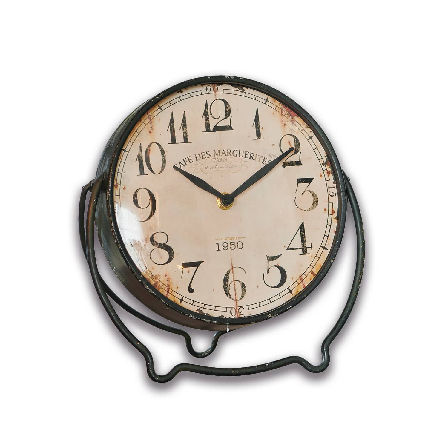 Orologio Falaise Orologio da tavolo con cornice in metallo e quadrante invecchiato stile vintage, decorazione retrò
