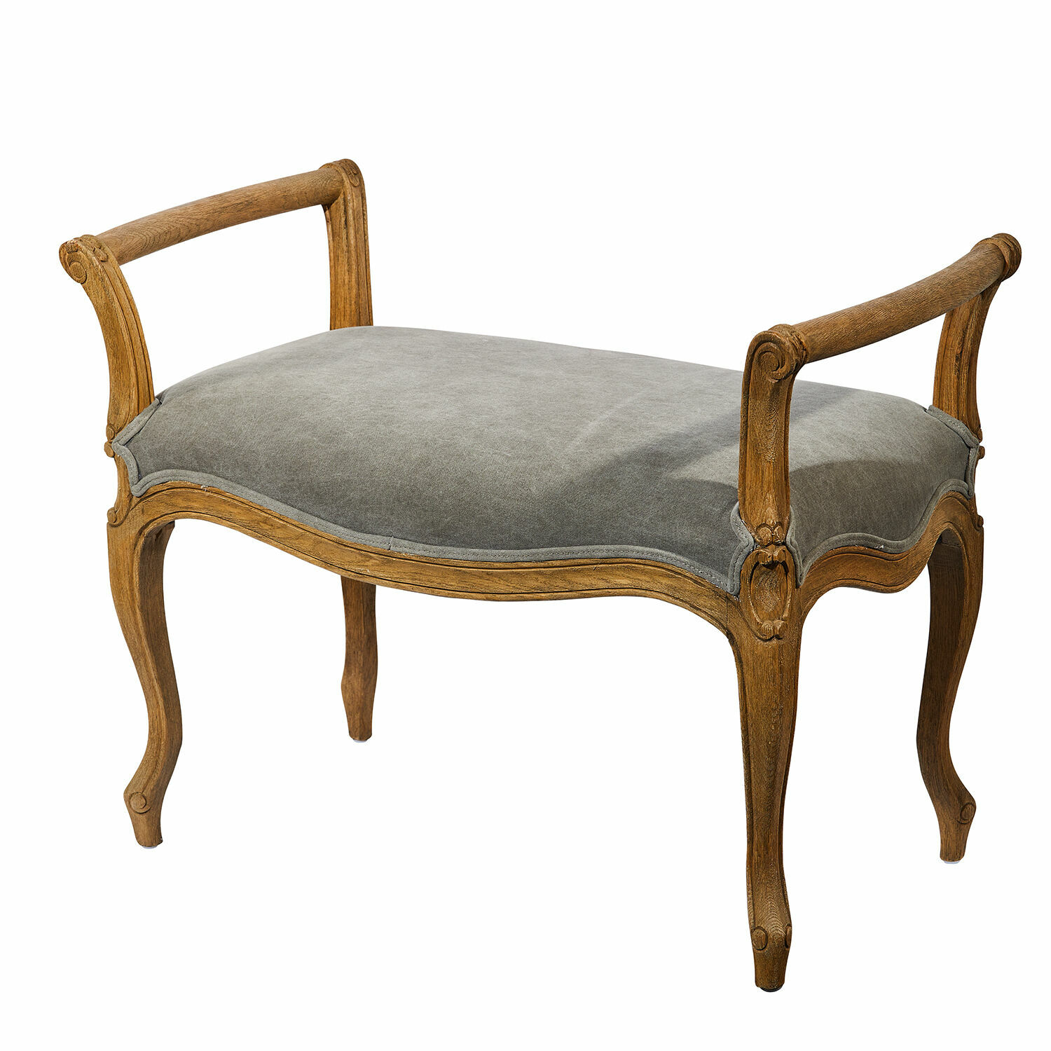 grigio Panca Pierremont con rivestimento grigio e struttura in legno stile vintage per soggiorno