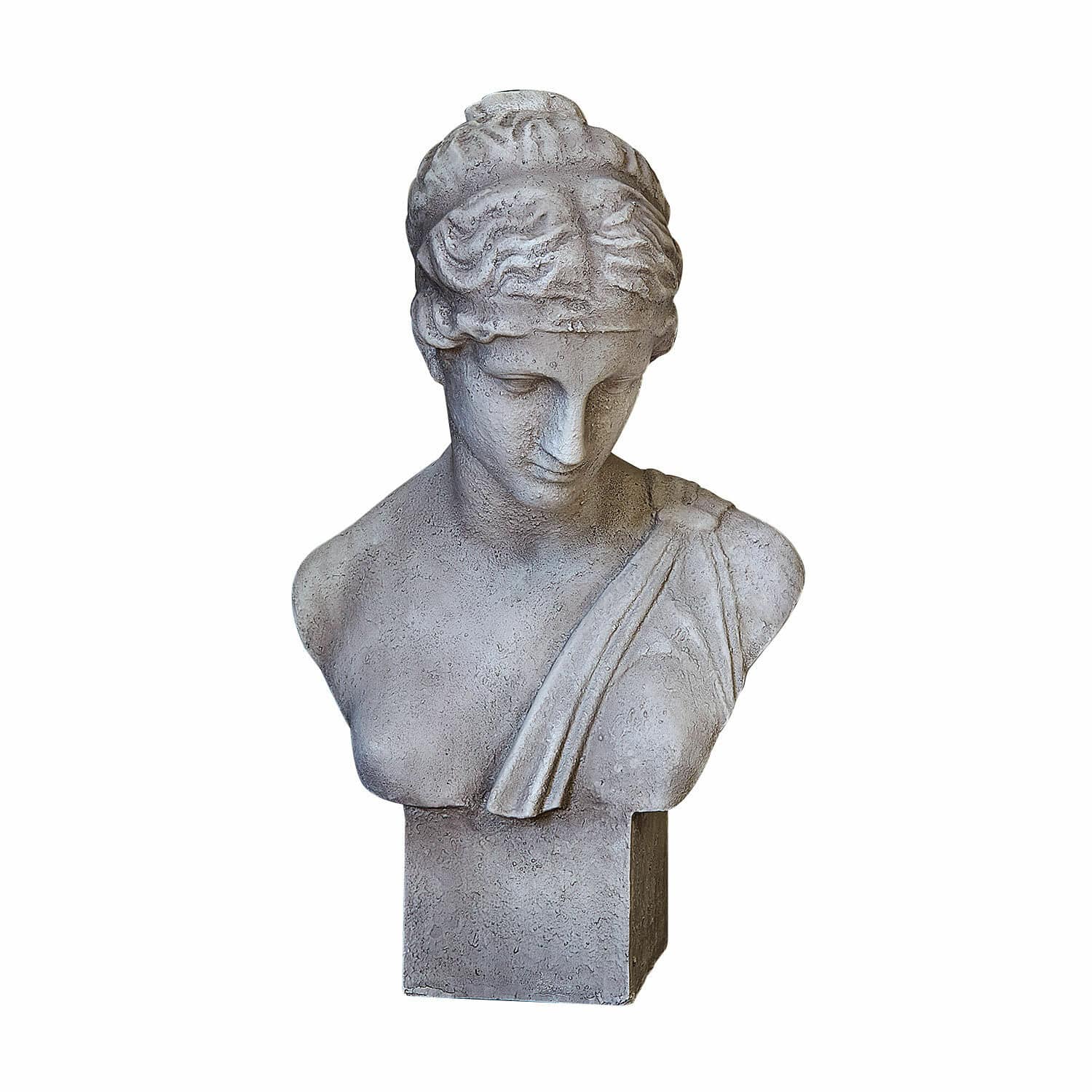 Busto Castolio Busto in pietra grigia in stile classico romano per decorazione d'interni e giardini