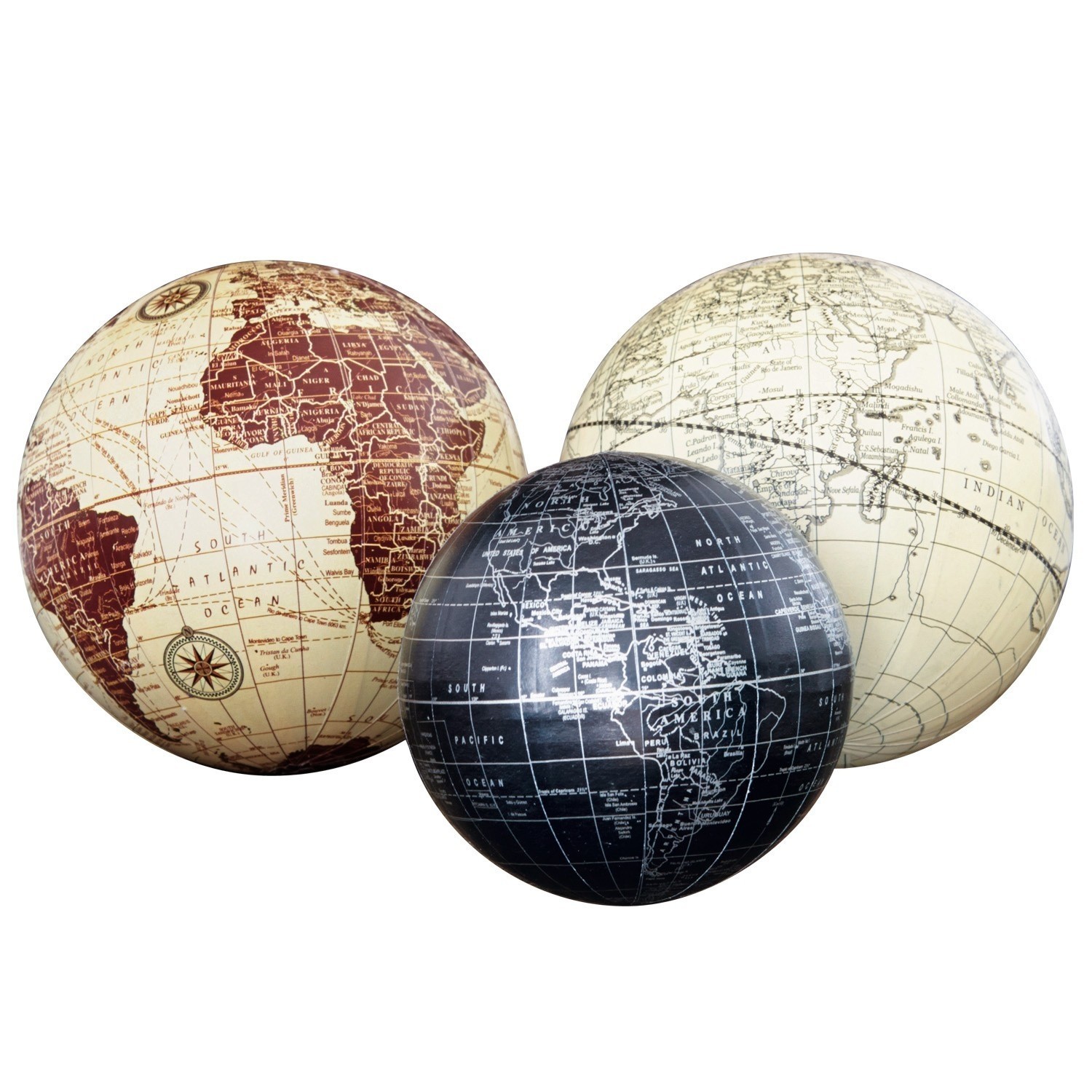 Set di 3 mappamondi decorativi World