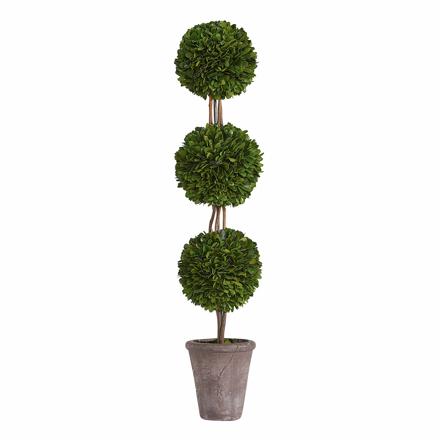 Alberello decorativo Beux Albero artificiale in vaso con tre sfere verdi di foglie, decorazione per giardino