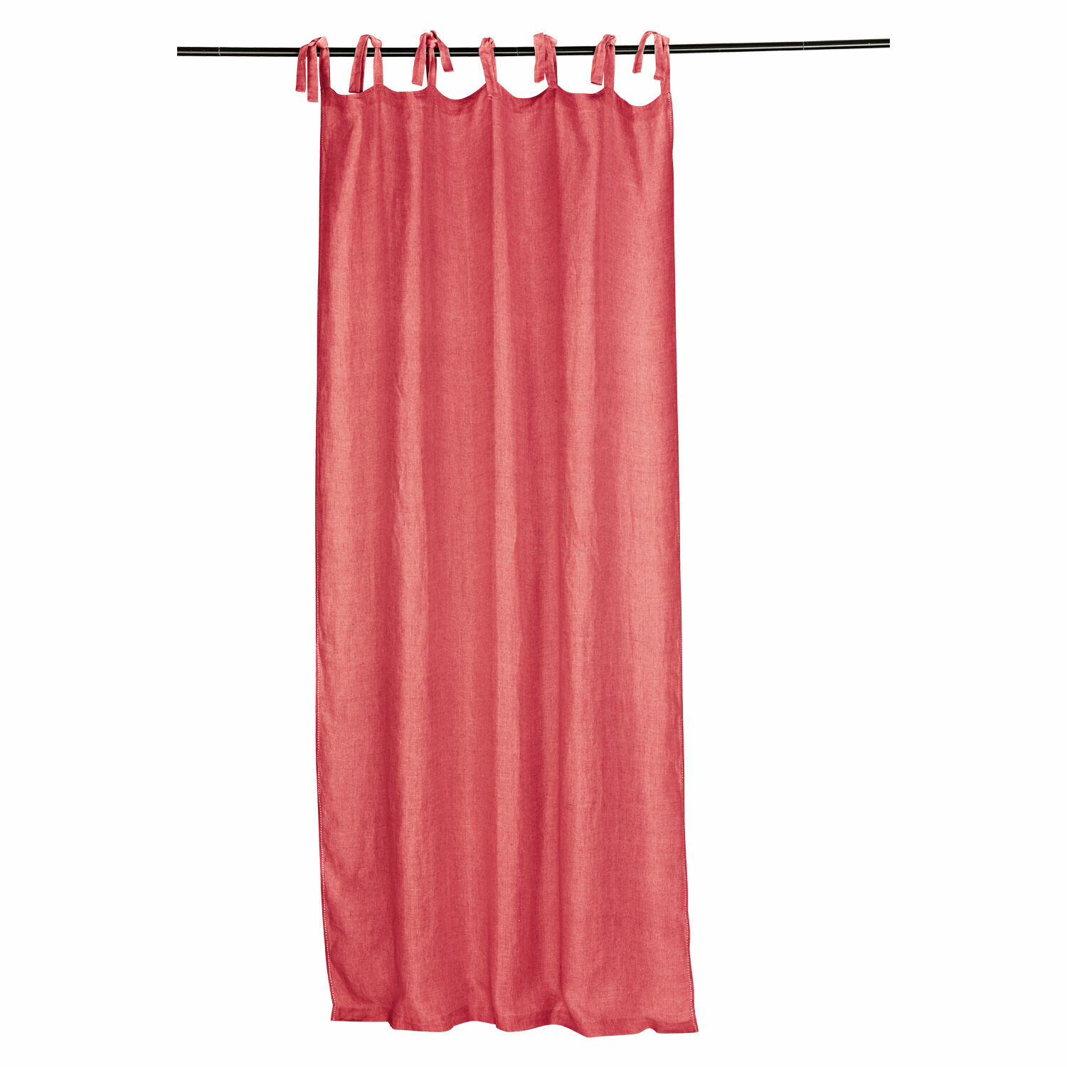 rosso Tenda Monthelie rossa in lino con anelli annodati, decorazione finestra elegante per soggiorno
