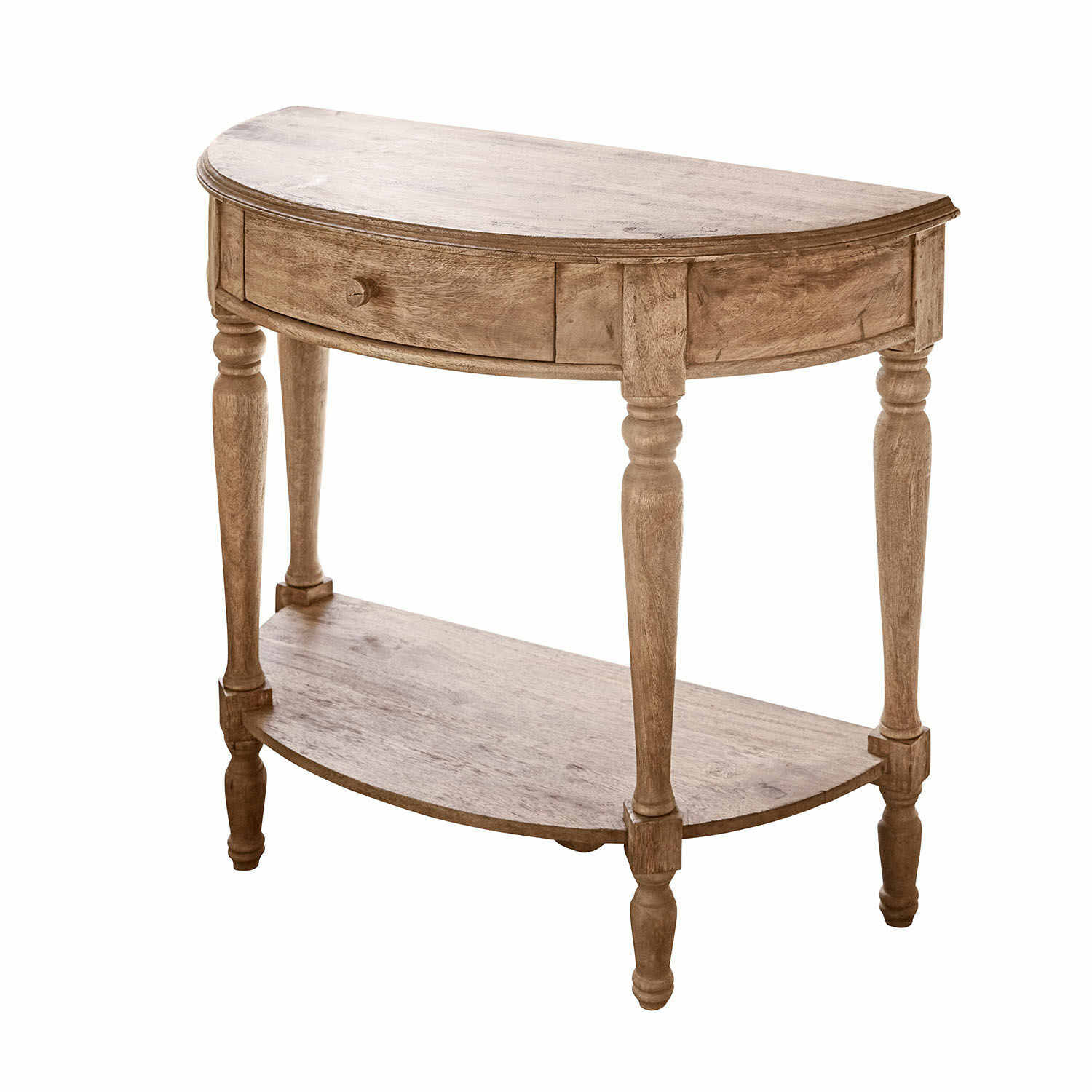 Consolle Daintique Consolle in legno naturale con ripiano e cassetto, mobile elegante per soggiorno