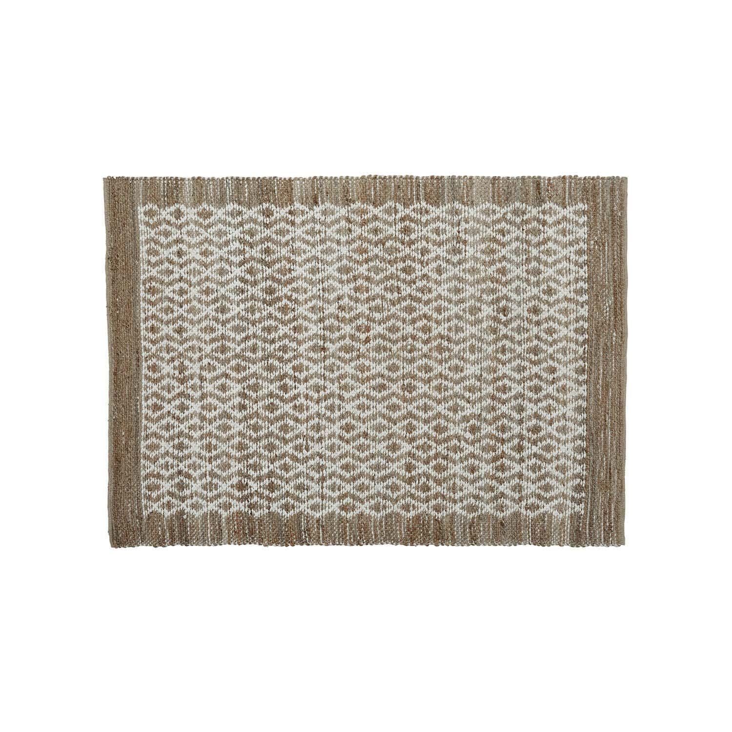 Tappeto double face Amhara Tappeto in juta marrone e bianco con motivo geometrico, materiale naturale, decorazione per pavimenti