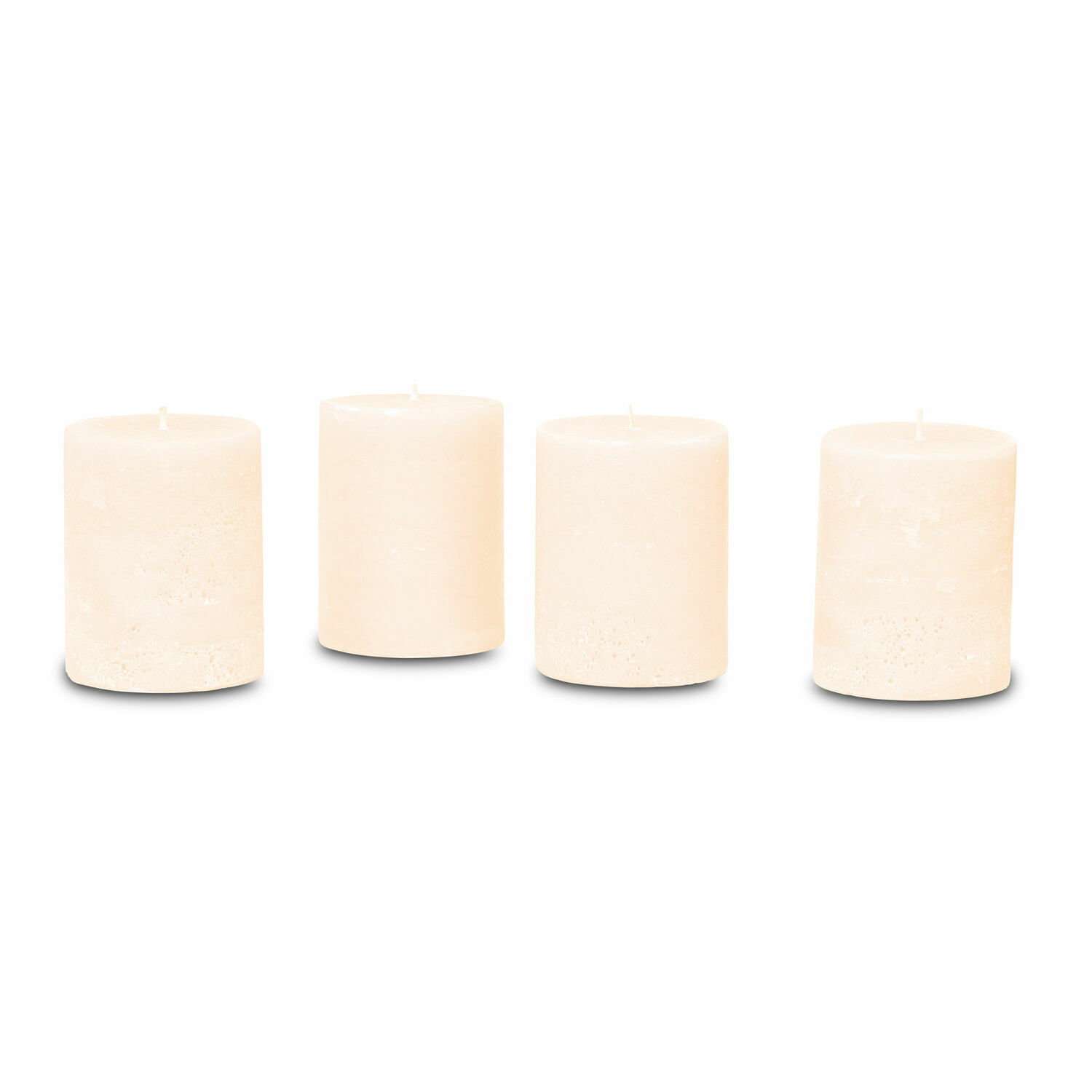 Set di 4 candele Virrans Set di quattro candele cilindriche color crema in cera naturale per decorazione d'interni