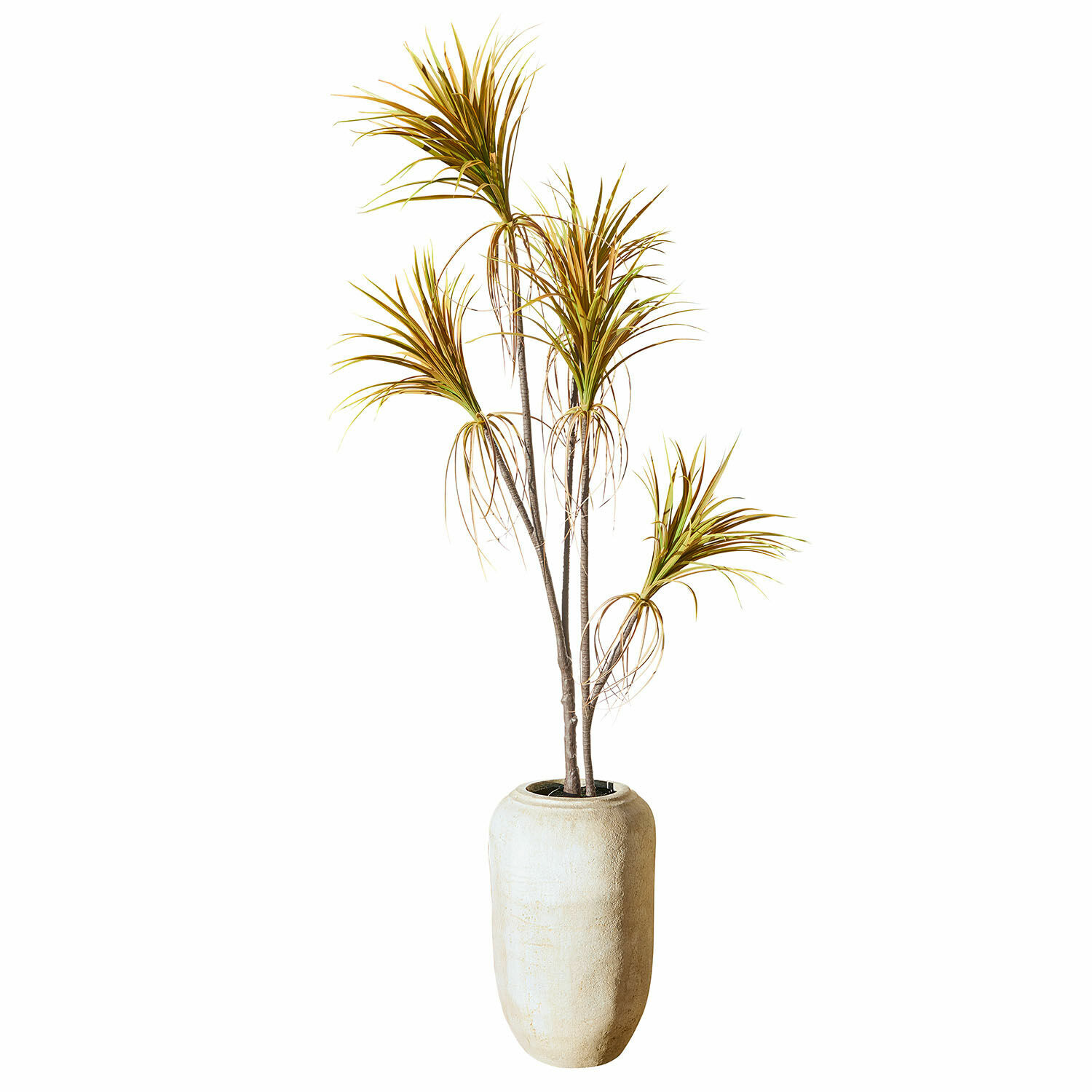 Pianta decorativa in vaso Ancerac Pianta artificiale in vaso beige alto, decorazione d'interni con foglie verde-marroni