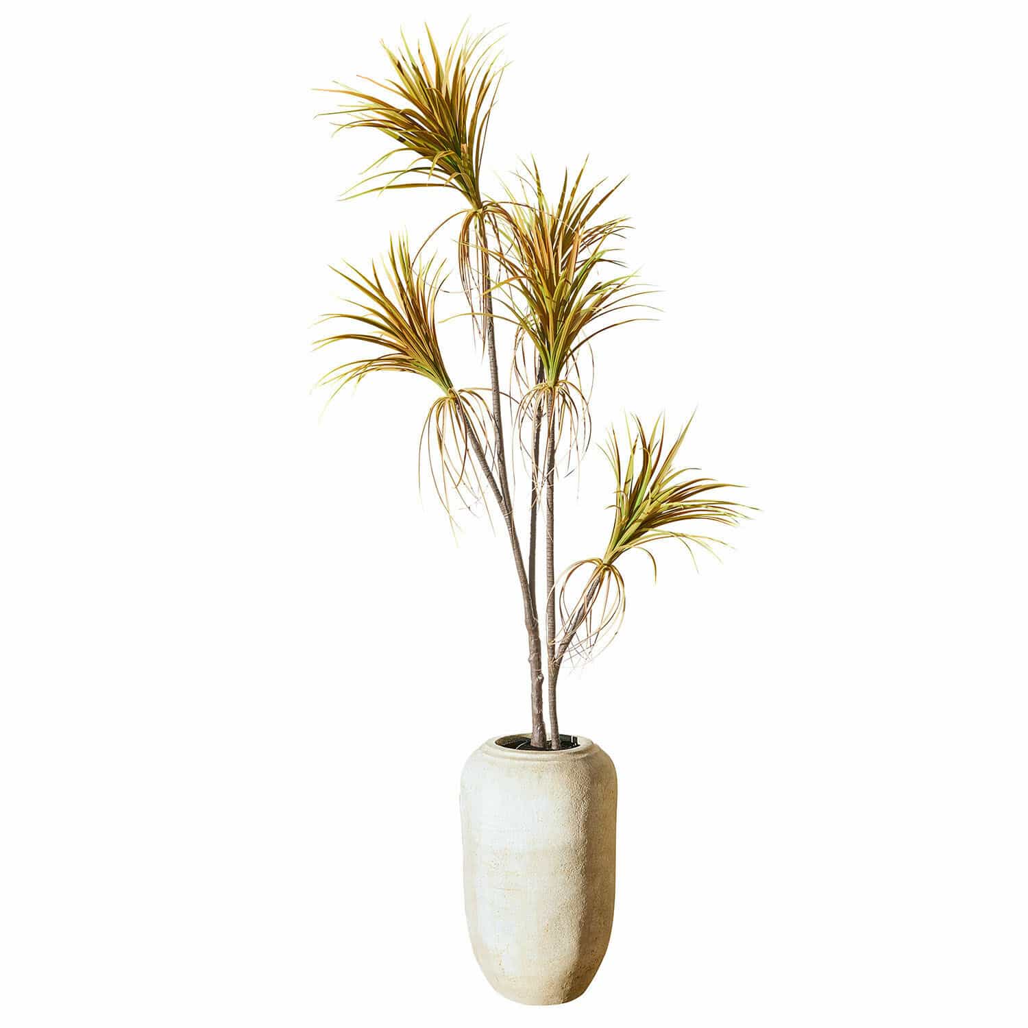 Pianta decorativa in vaso Ancerac Pianta artificiale in vaso beige alto, decorazione d'interni con foglie verde-marroni