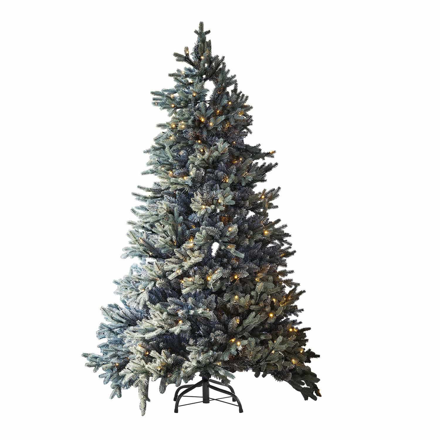 Albero di Natale Patrick Albero di Natale artificiale con aghi verdi e luci calde su base metallica
