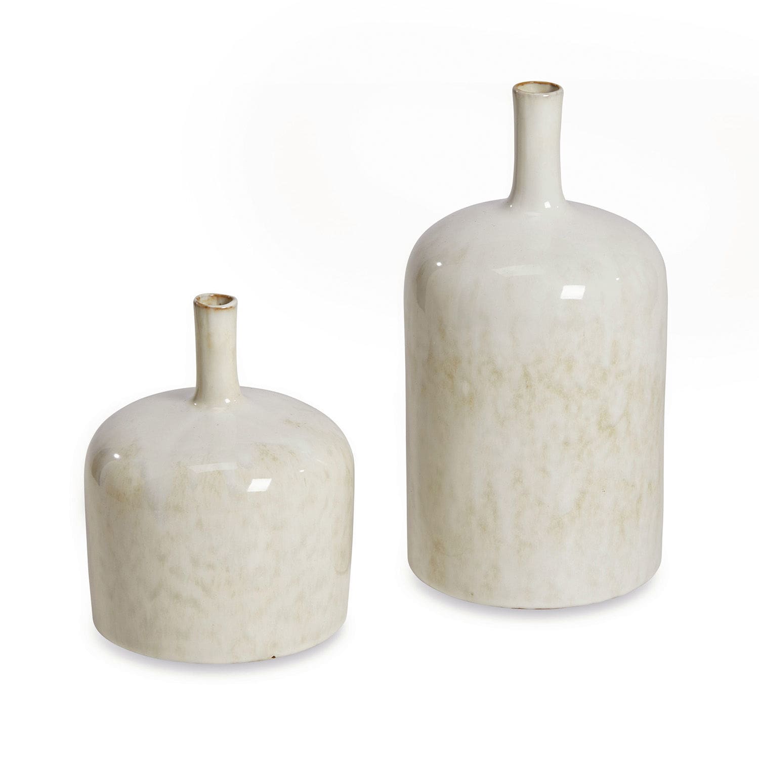 crema Set di due vasi in ceramica crema Kurys con finitura opaca per decorazione d'interni