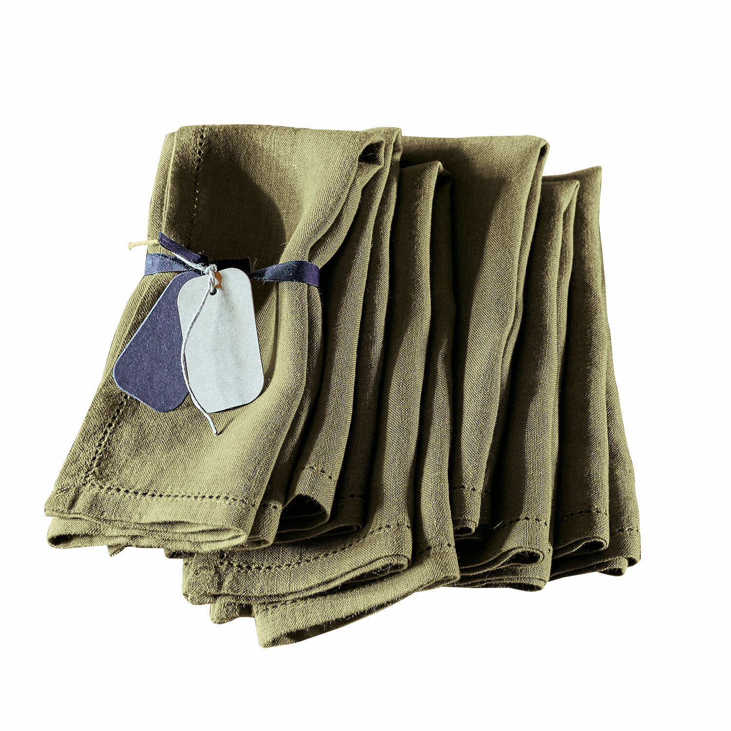 verde Set di 6 tovaglioli in lino verde Fibi per decorazione tavola, materiale di alta qualità