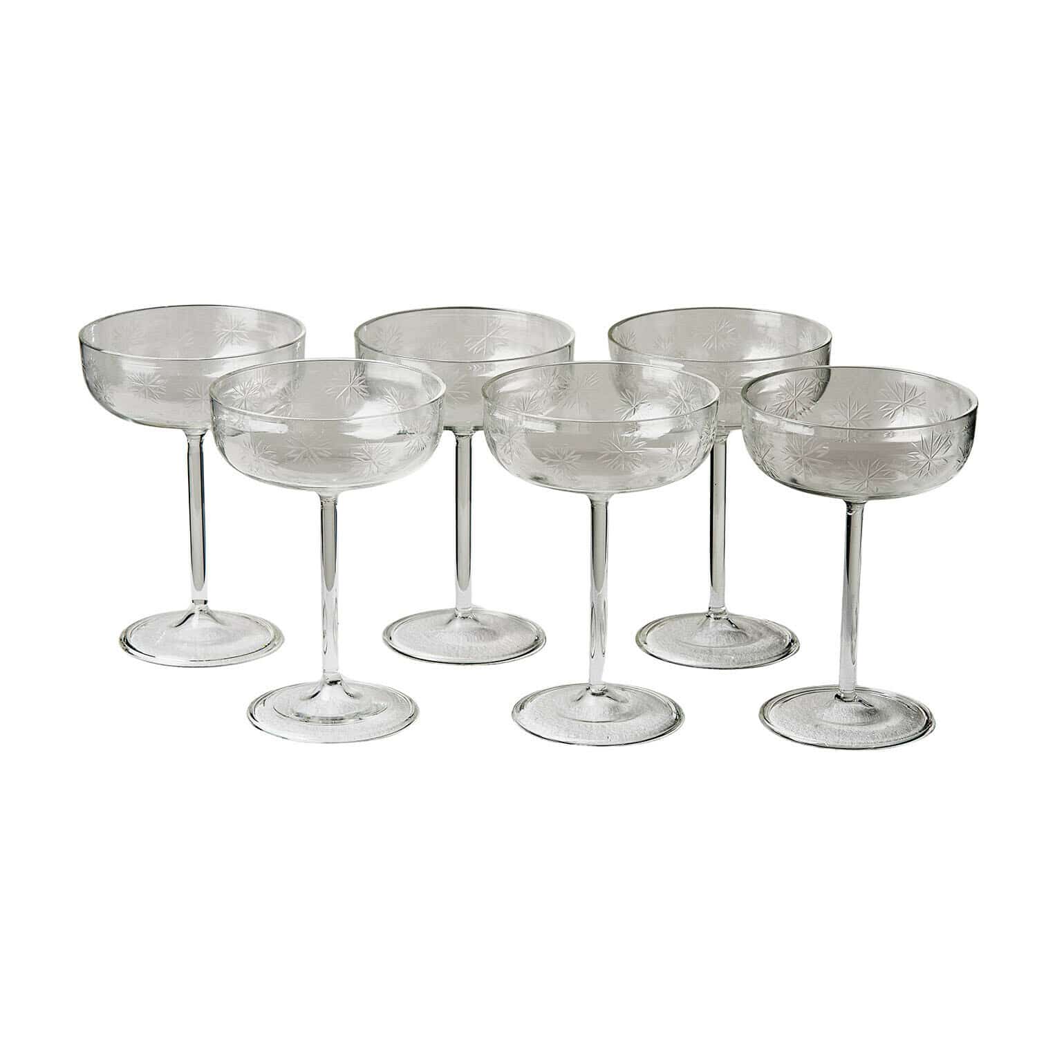 Set di 6 bicchieri Haverly Set di sei calici da champagne trasparenti con delicato motivo a stelle in vetro