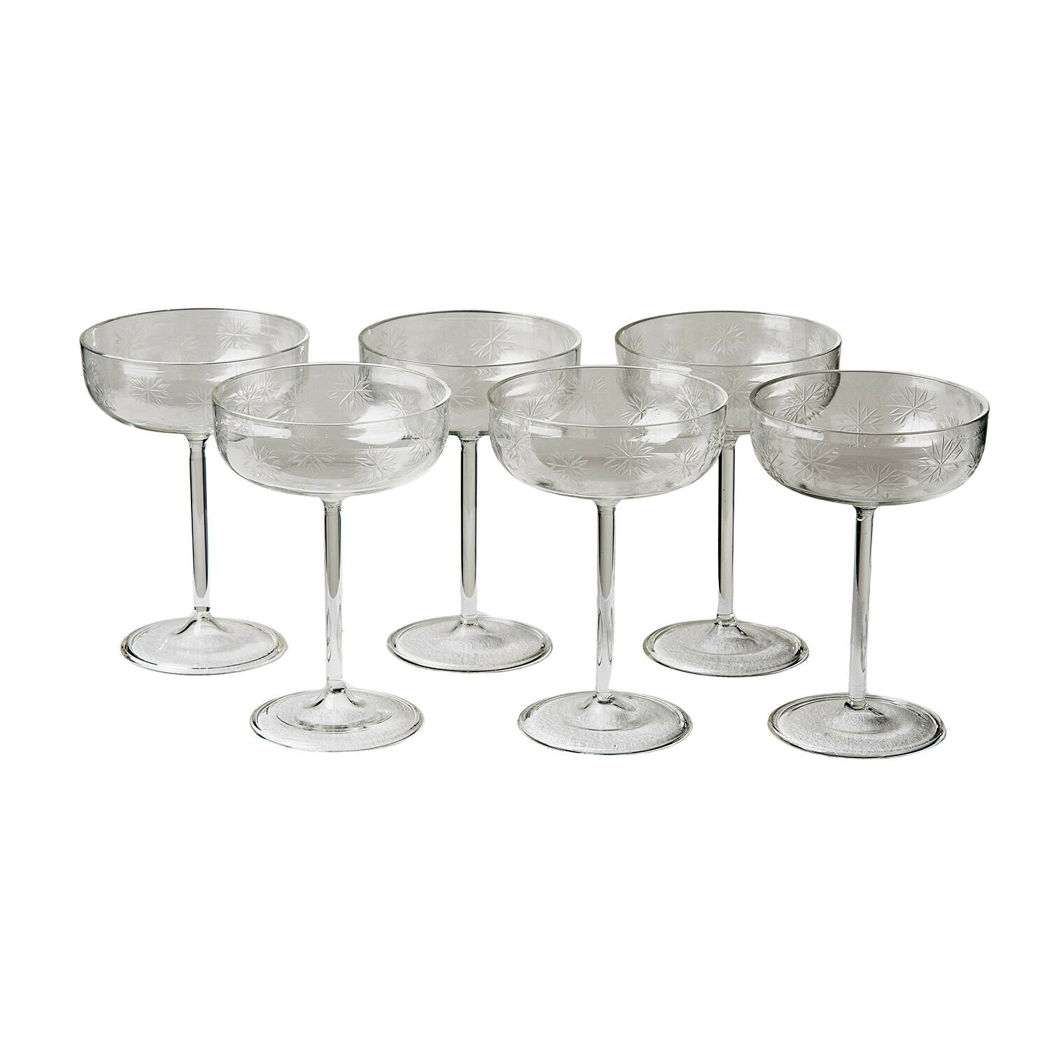 Set di 6 bicchieri Haverly Set di sei calici da champagne trasparenti con delicato motivo a stelle in vetro