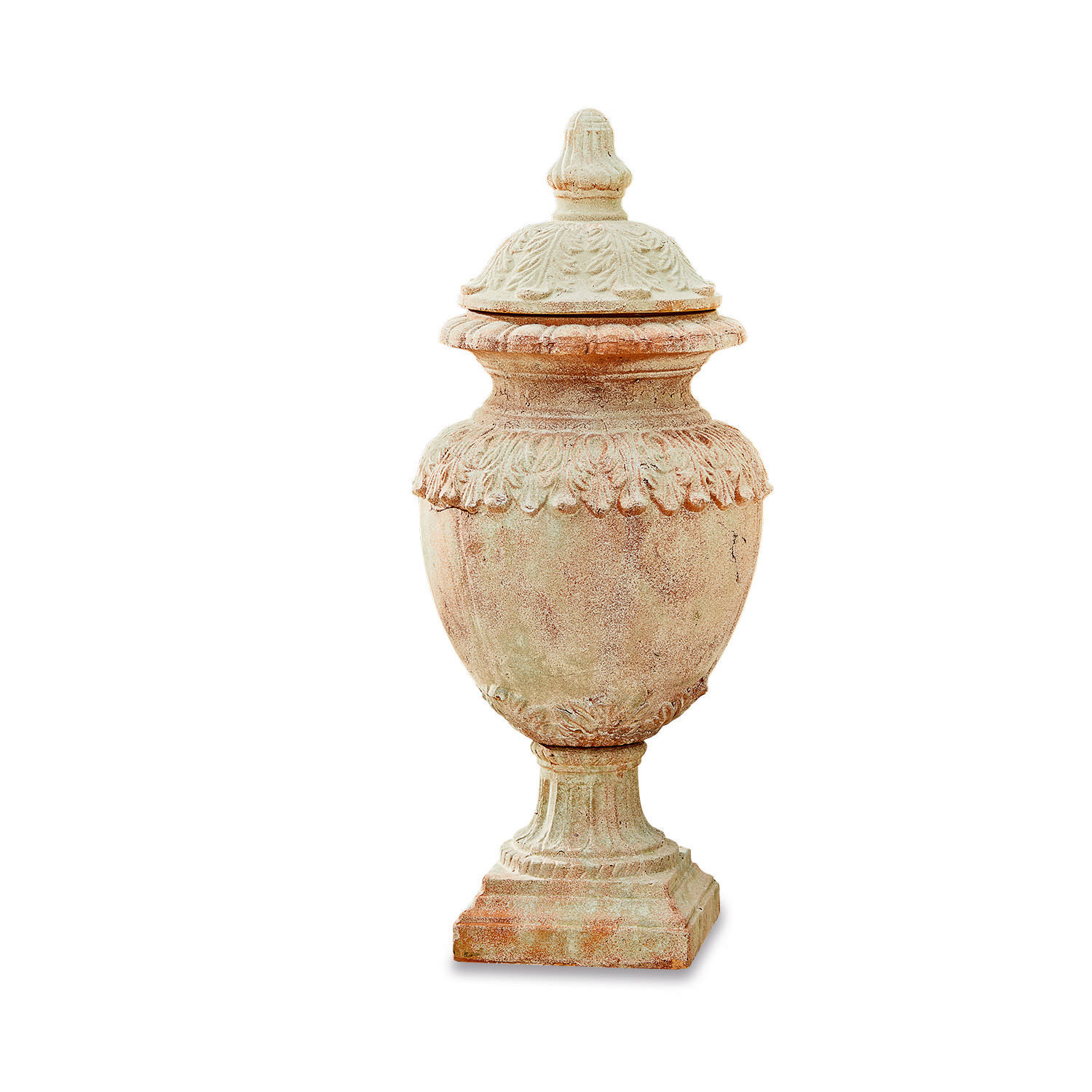 Anfora decorativa Persephone Vaso decorativo in terracotta colore naturale con coperchio per decorazione da giardino e casa