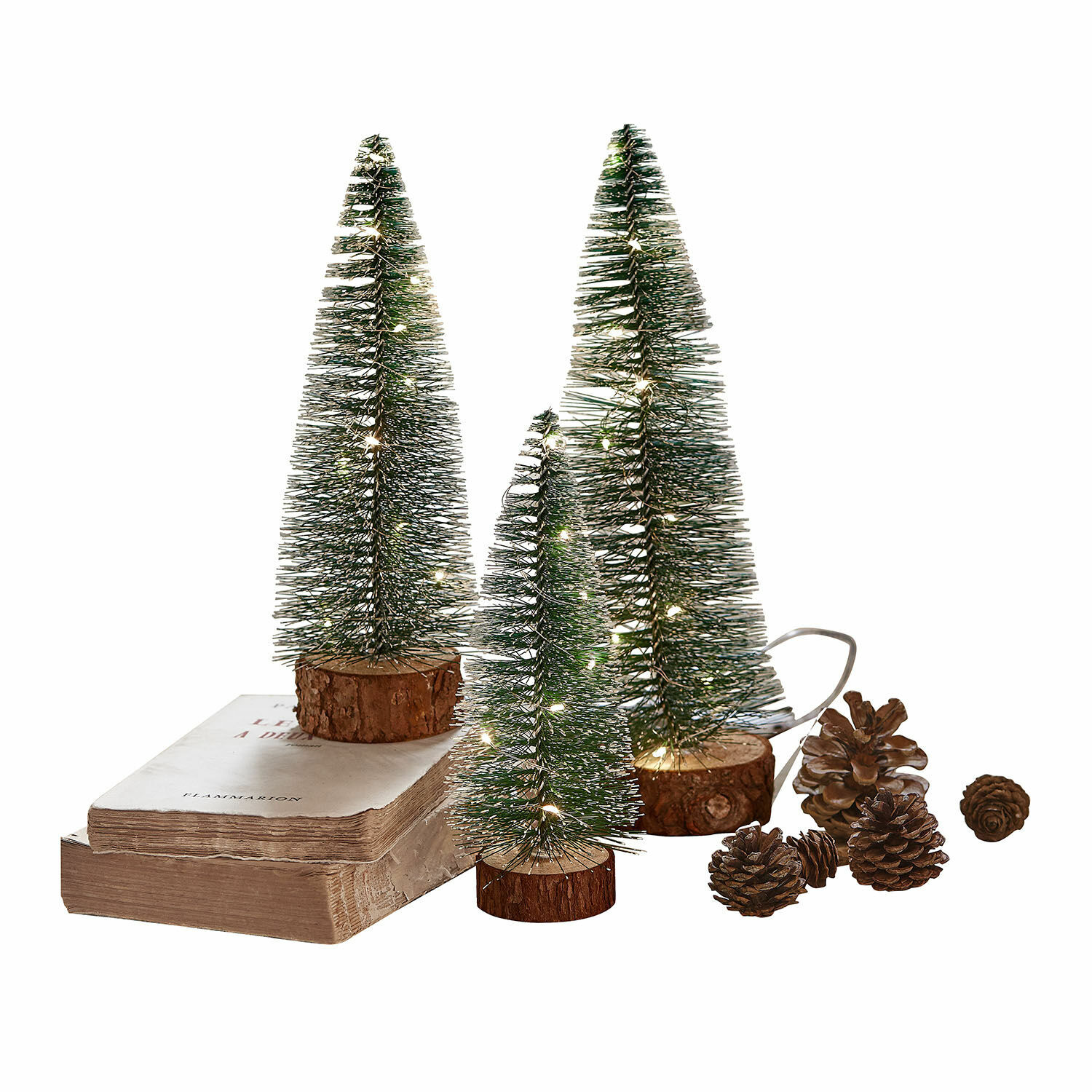Set di 3 alberelli decorativi con luci a LED Thalindra