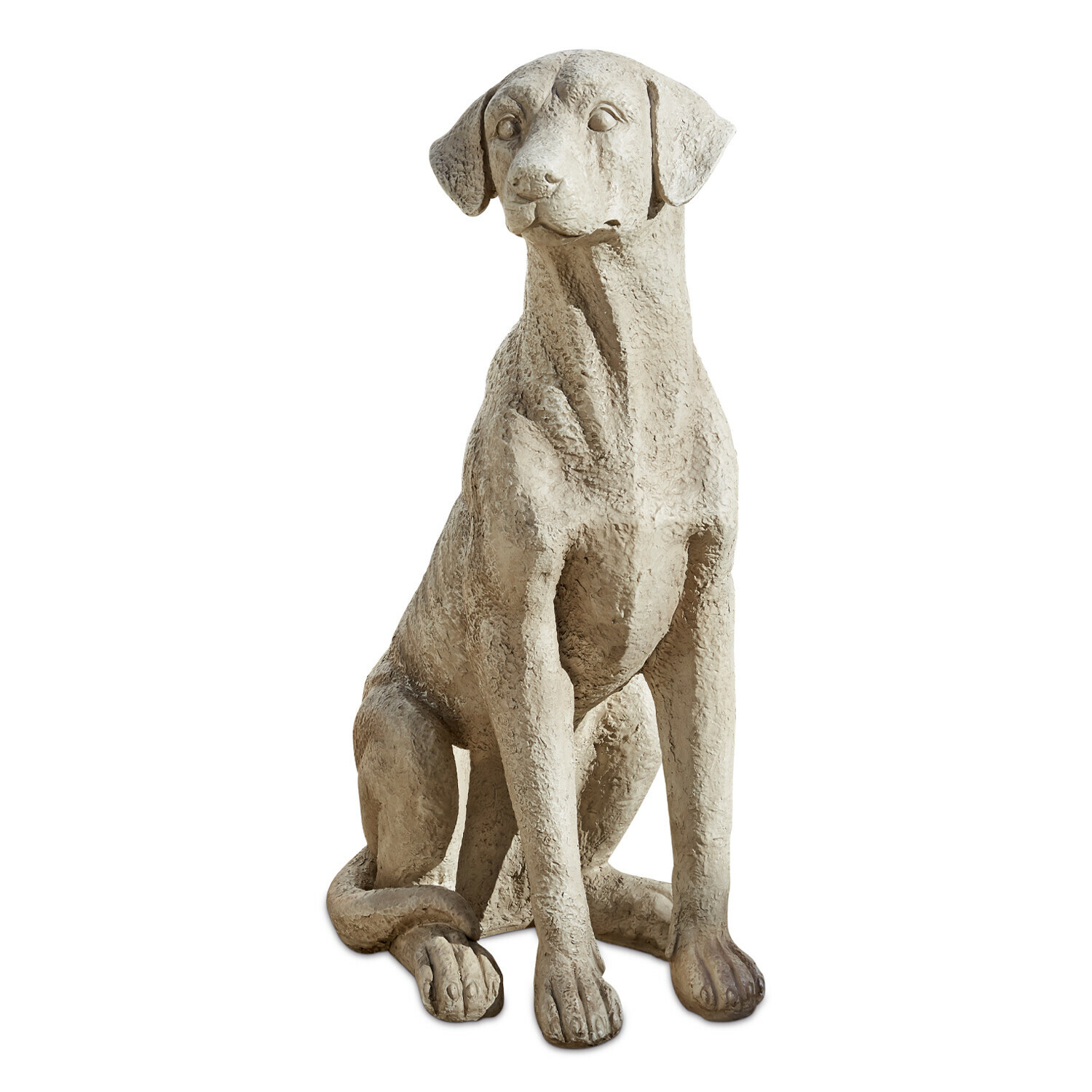 Cane decorativo Elliot Scultura di cane in cemento colore naturale, decorazione rustica da giardino