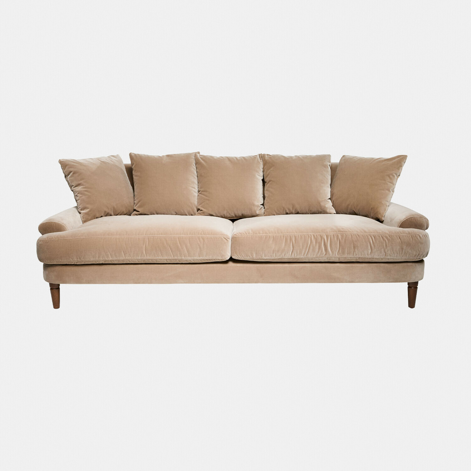 beige Divano beige Rivermere in tessuto morbido con cuscini, comodo per soggiorno e relax