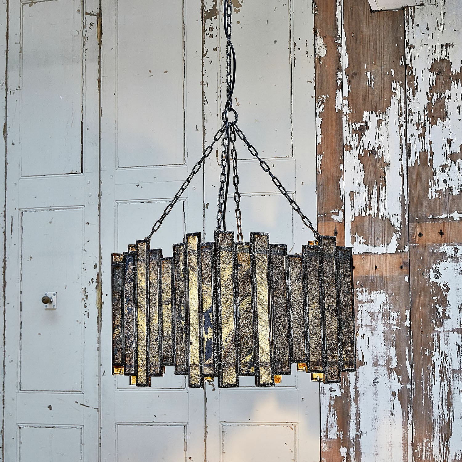Lampadario Miraneth Lampadario sospeso in metallo e vetro nero con luce calda, stile industriale per interni