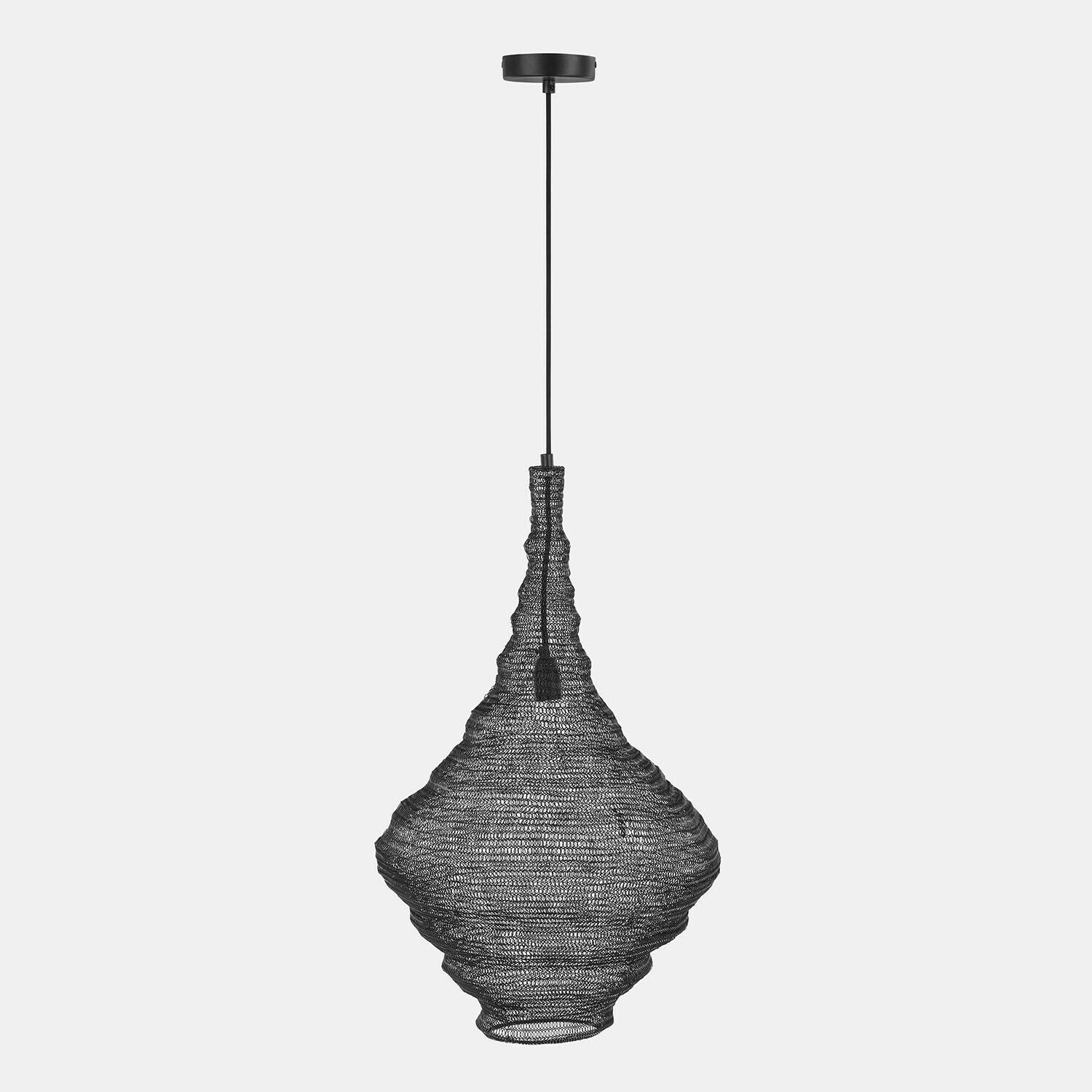 Lampada a sospensione Nalira Lampada a sospensione in filo nero con forma unica, illuminazione decorativa moderna per interni