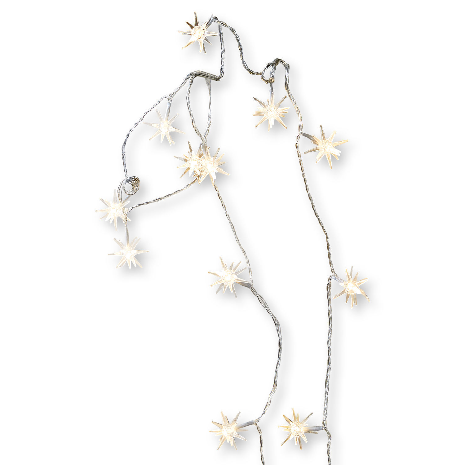 Catena luminosa Nelisse Catena luminosa LED con stelle trasparenti in plastica su cavo argento, decorazione natalizia