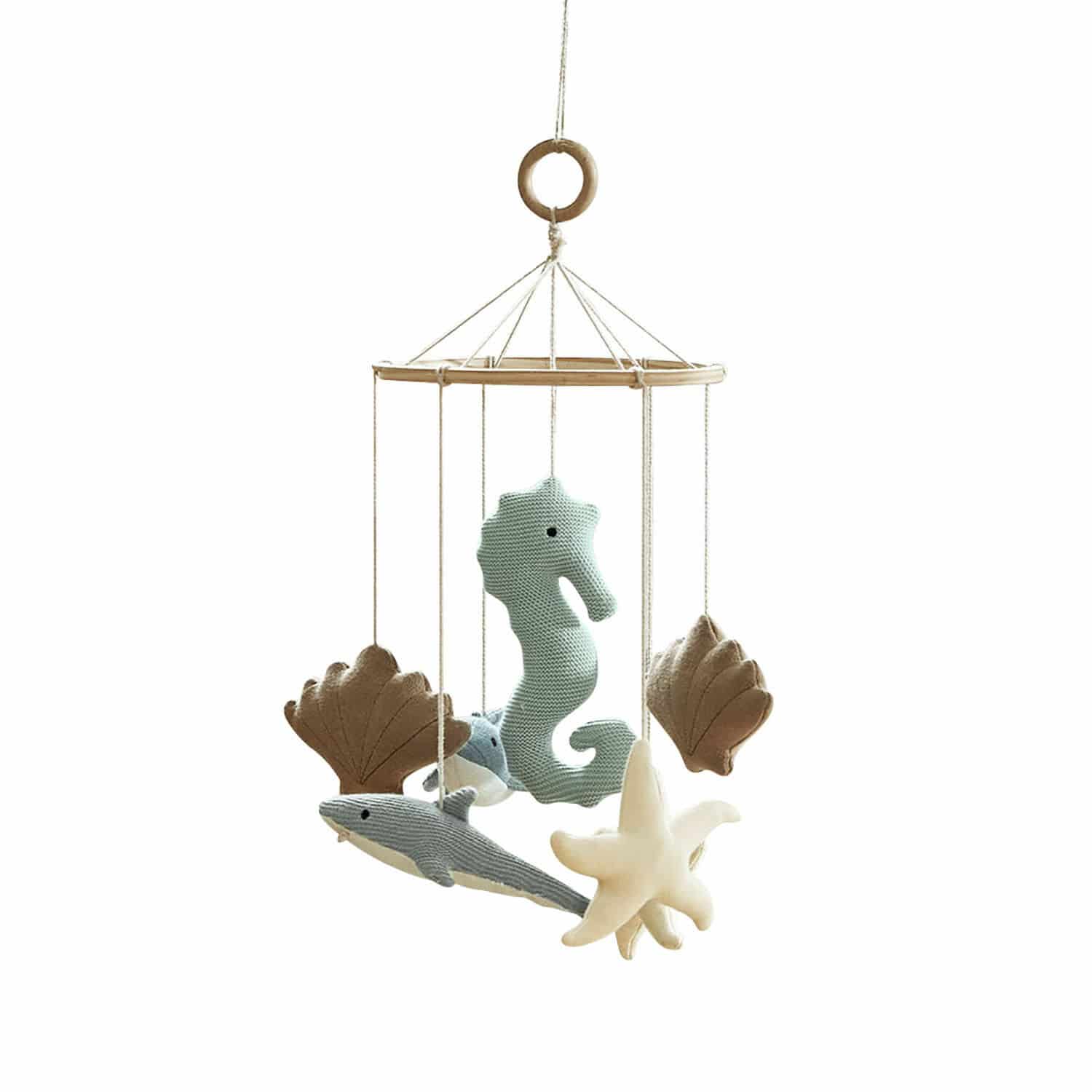 Scacciapensieri Twinkledream Giostrina in legno con peluche marini pastello per decorare la cameretta dei bambini