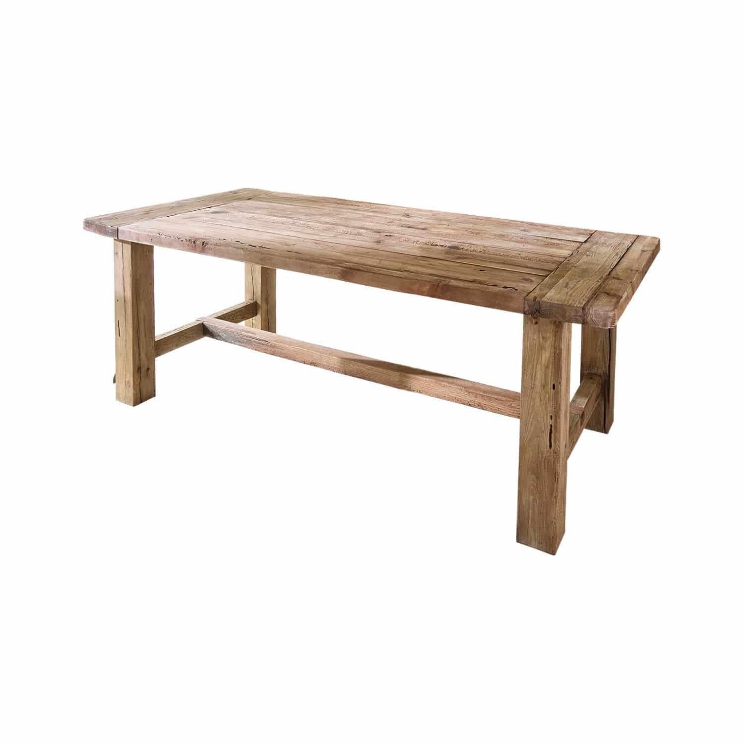 Tavolo Oteley Tavolo in legno massiccio colore naturale, mobile rustico per sala da pranzo o soggiorno