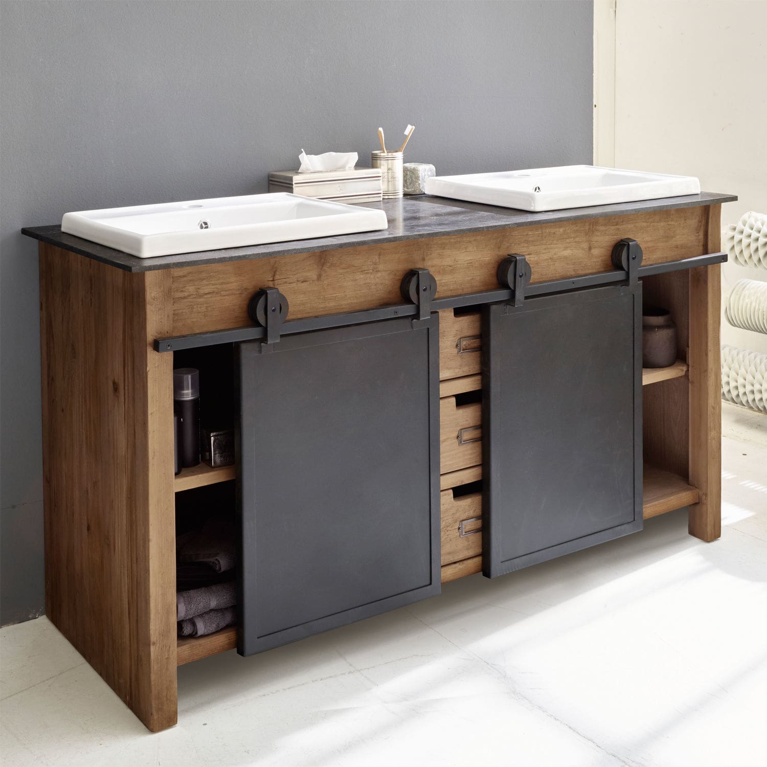 Mobile con doppio lavabo Aulon