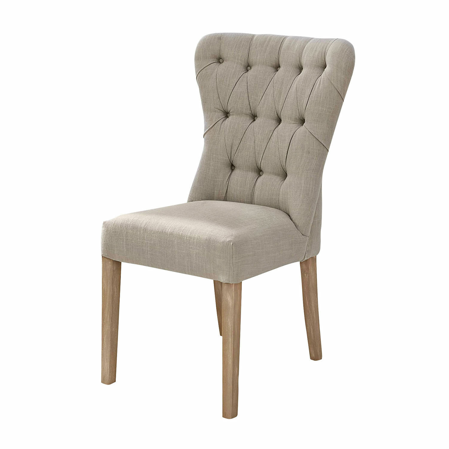 Sedia Saint-Laurent Sedia imbottita beige con gambe in legno, mobile elegante per sala da pranzo o soggiorno