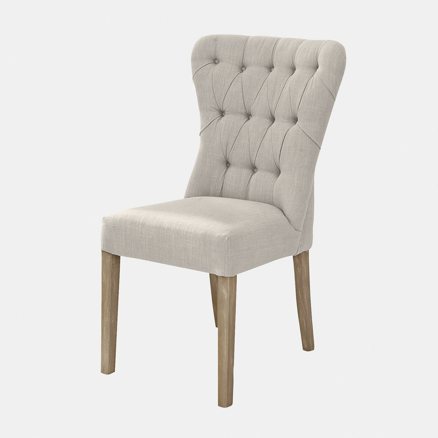 Sedia Saint-Laurent Sedia imbottita beige con gambe in legno, mobile elegante per sala da pranzo o soggiorno