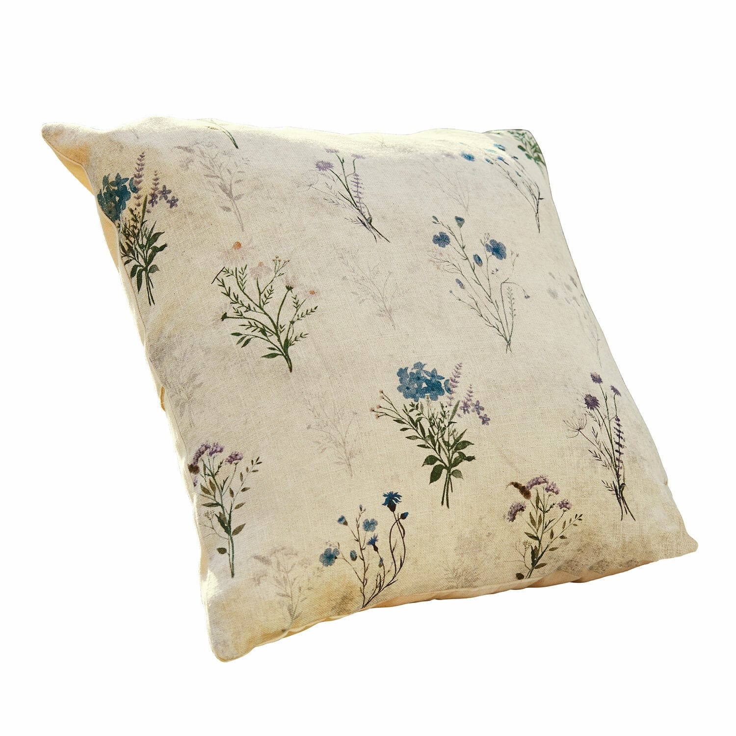 Copricuscino Cabinda Cuscino decorativo beige in cotone con stampa floreale, morbido e elegante per il soggiorno