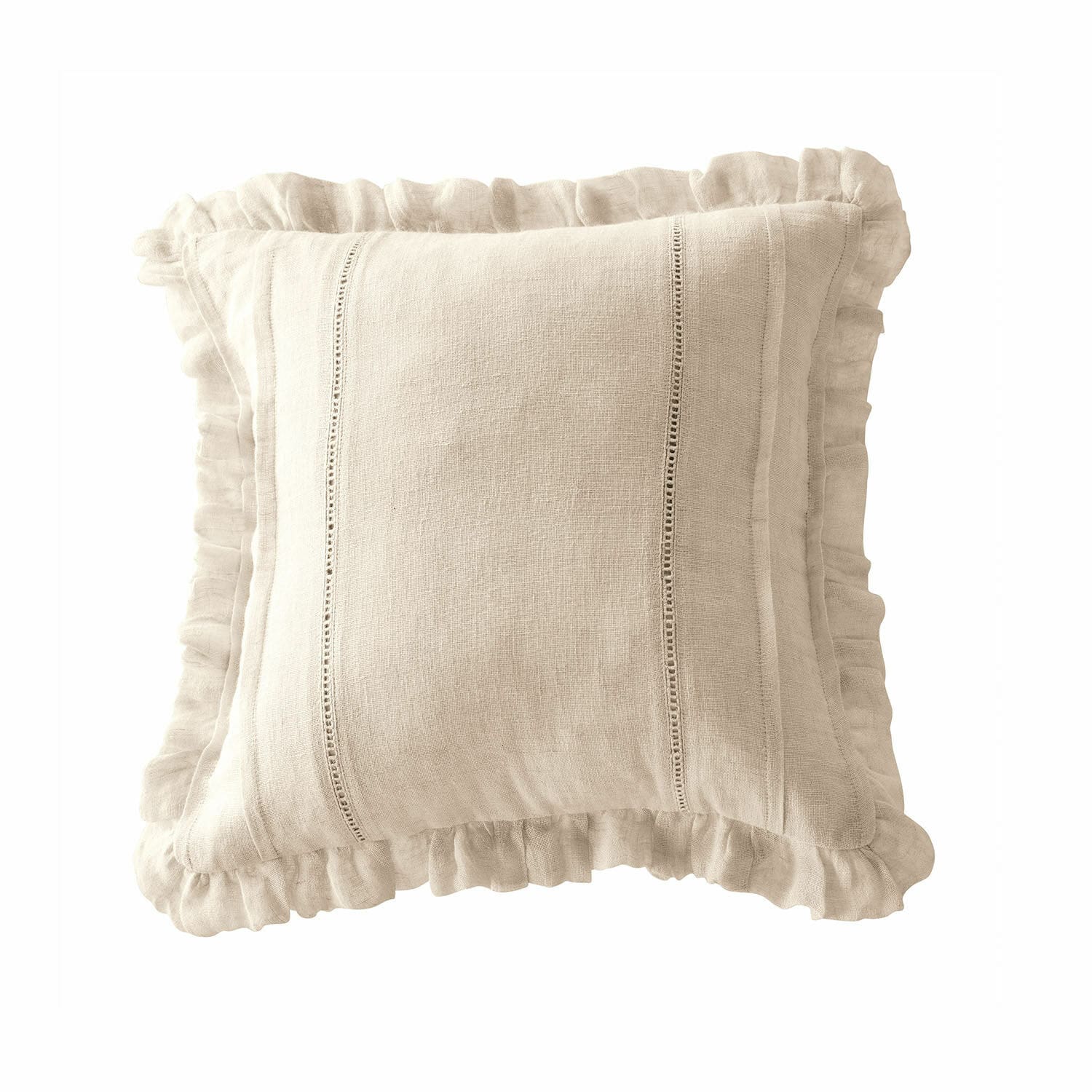 Copricuscino Luritte Cuscino decorativo beige in lino con volant e cuciture sottili per soggiorno e camera