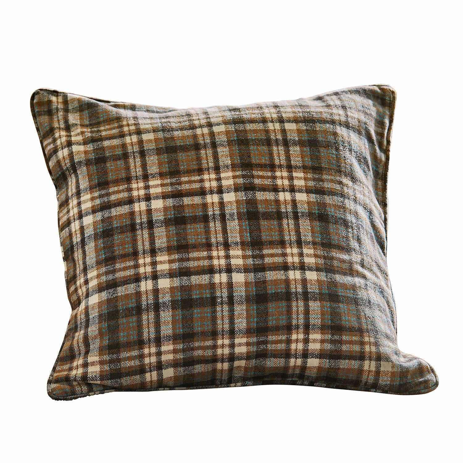 Copricuscino Celestria Cuscino decorativo in tessuto morbido con motivo a quadri marrone e beige, ideale per il soggiorno