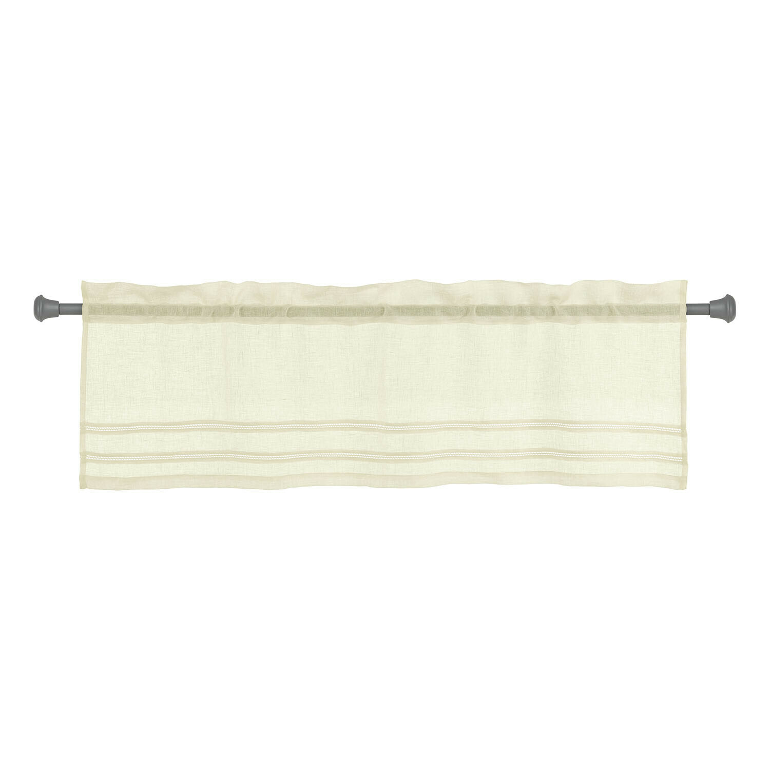 Tendina a vetro Jolivane Tenda beige in tessuto leggero con cuciture decorative, ideale per soggiorno o cucina