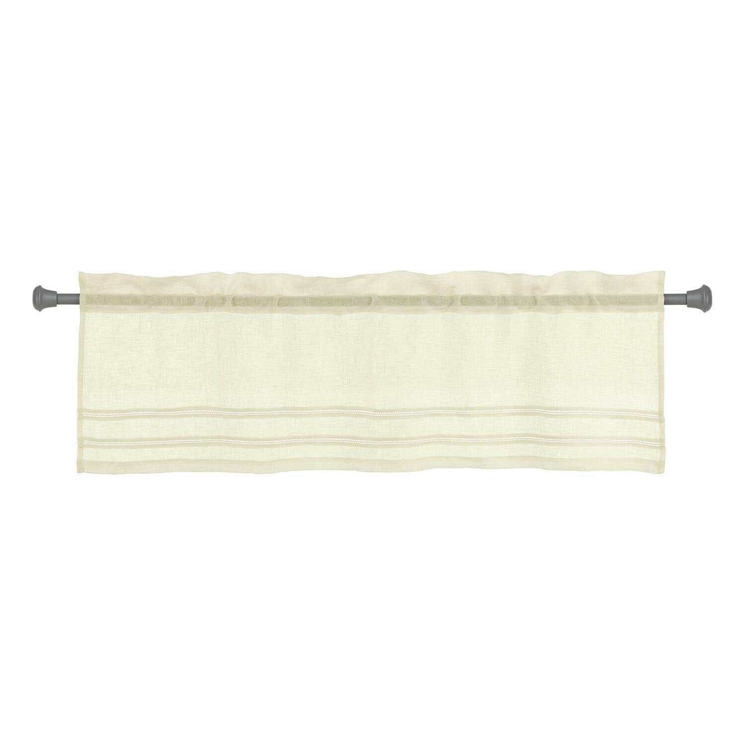 Tendina a vetro Jolivane Tenda beige in tessuto leggero con cuciture decorative, ideale per soggiorno o cucina