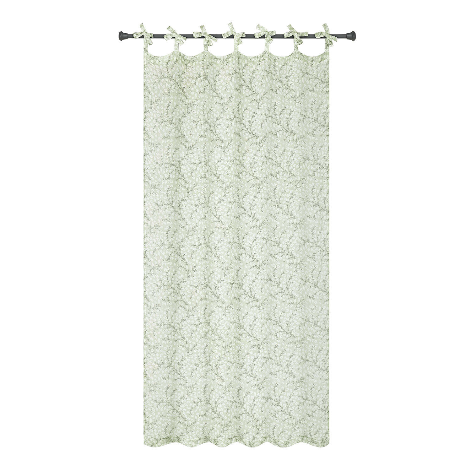 Tenda Norelline Tenda in cotone verde chiaro con delicato motivo vegetale, decorazione per finestre