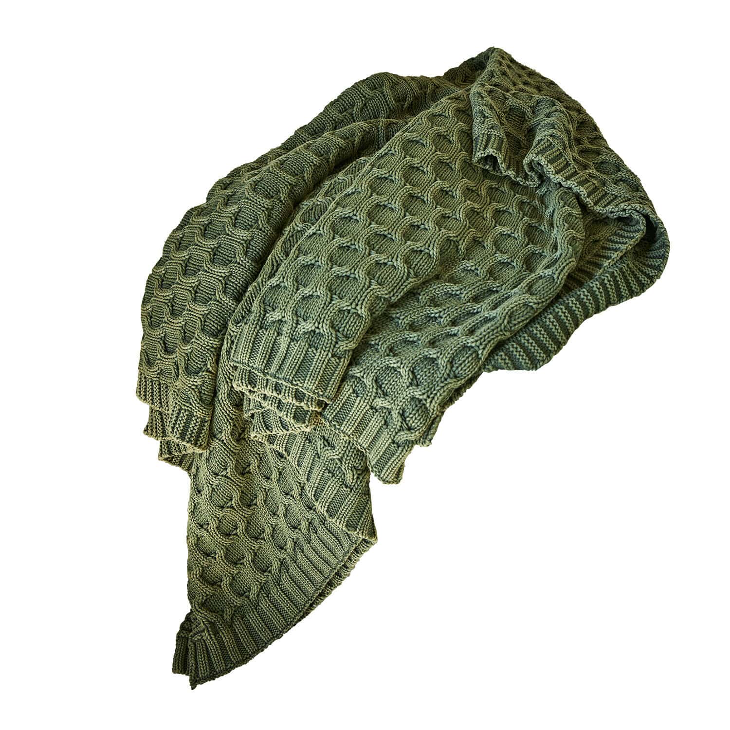 Plaid Sovilex Coperta verde lavorata a maglia con motivo spesso, morbida e decorativa, ideale per soggiorno e camera