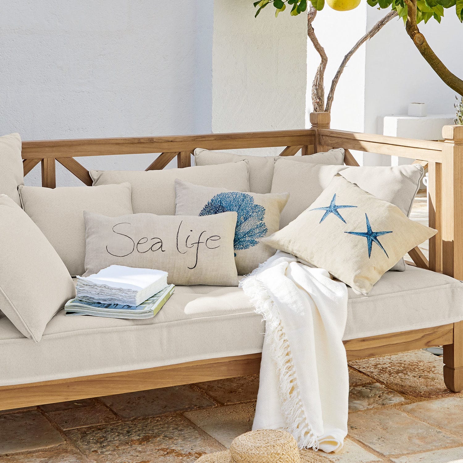 Set di 3 copricuscini Sea life