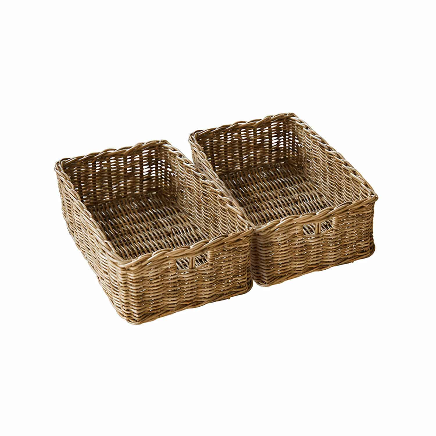 Coppia di cesti Callidia Set di due cesti rettangolari in vimini naturale per conservazione e organizzazione