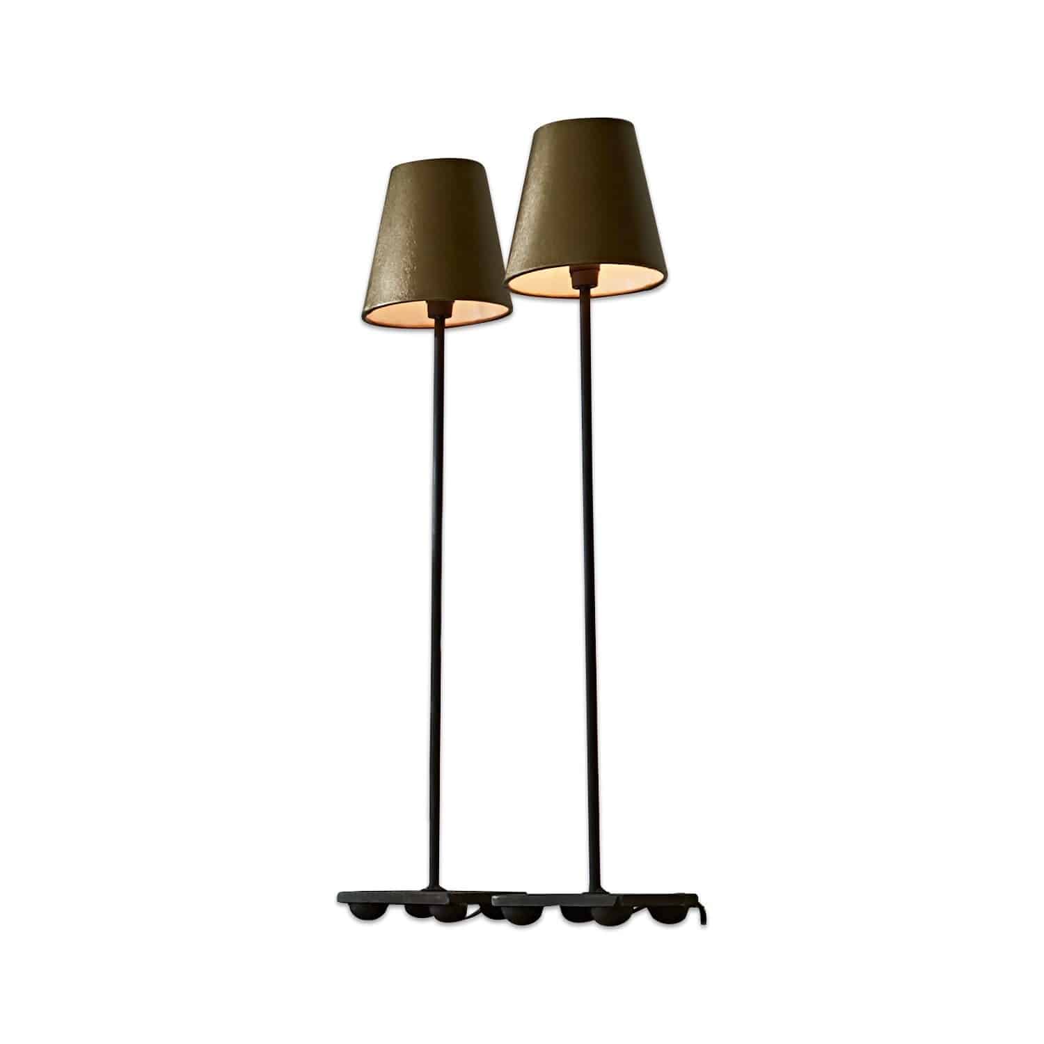 oro antico/nero Set di due lampade da tavolo Filia con paralume color oro antico e base nera