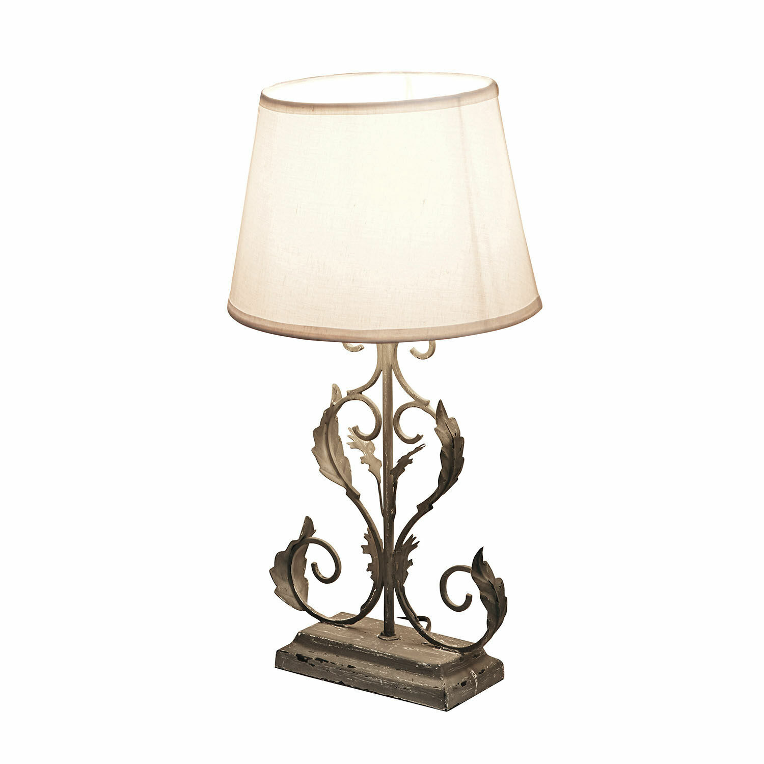 Lampada da tavolo Chanéac Lampada da tavolo con base in metallo vintage e paralume crema per arredamento