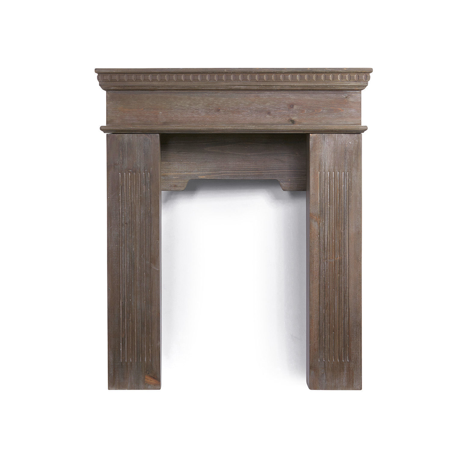 marrone antico Consolle camino Leesburg in legno colore marrone antico, mobile rustico per soggiorno