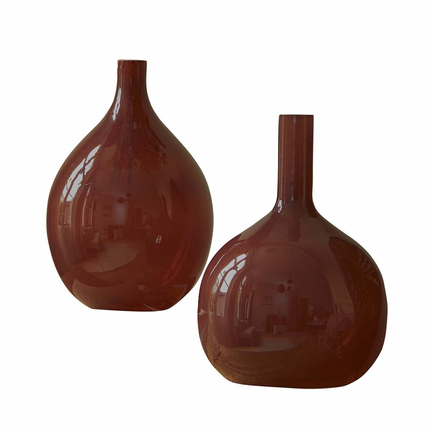 bordeaux Set di due vasi in ceramica Erlunda bordeaux per decorazione d'interni
