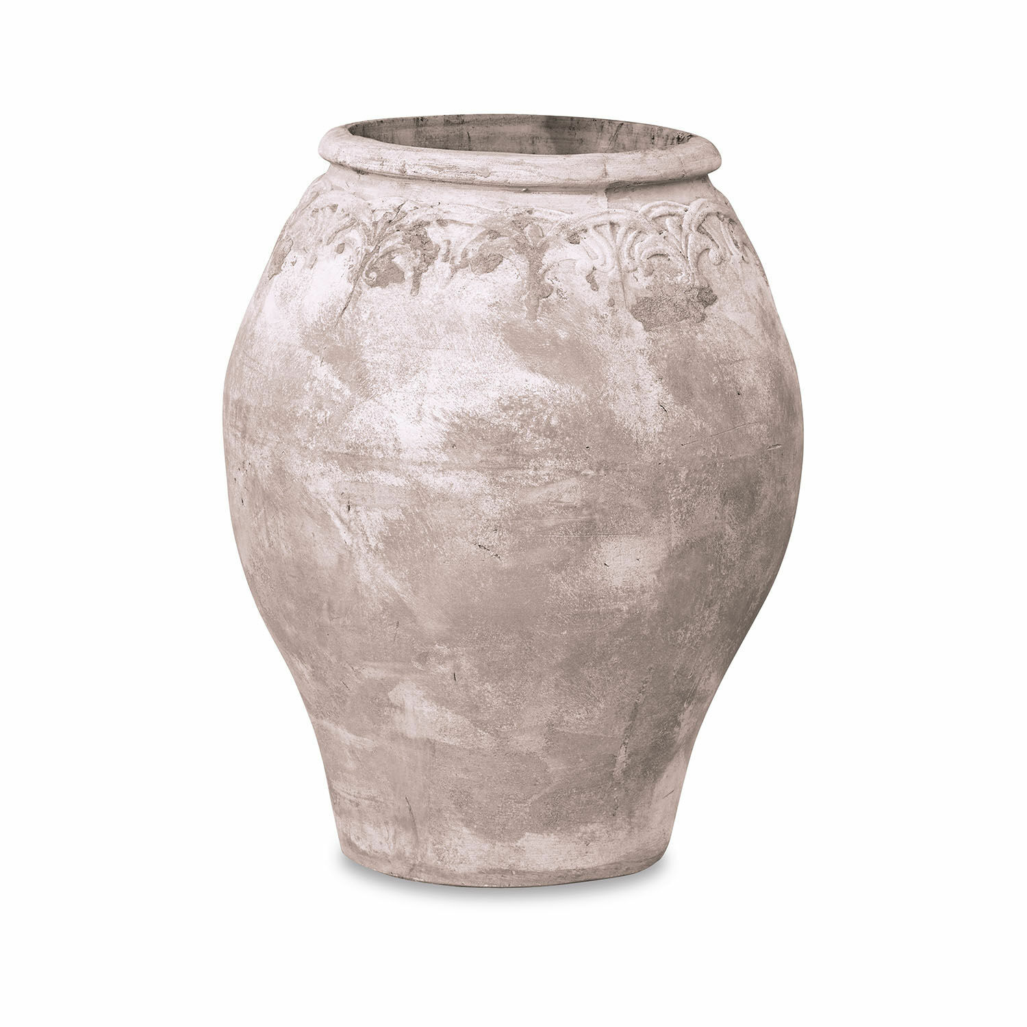 Portavaso Donneville Grande vaso in ceramica grigia con delicata decorazione superiore, elegante complemento d'arredo