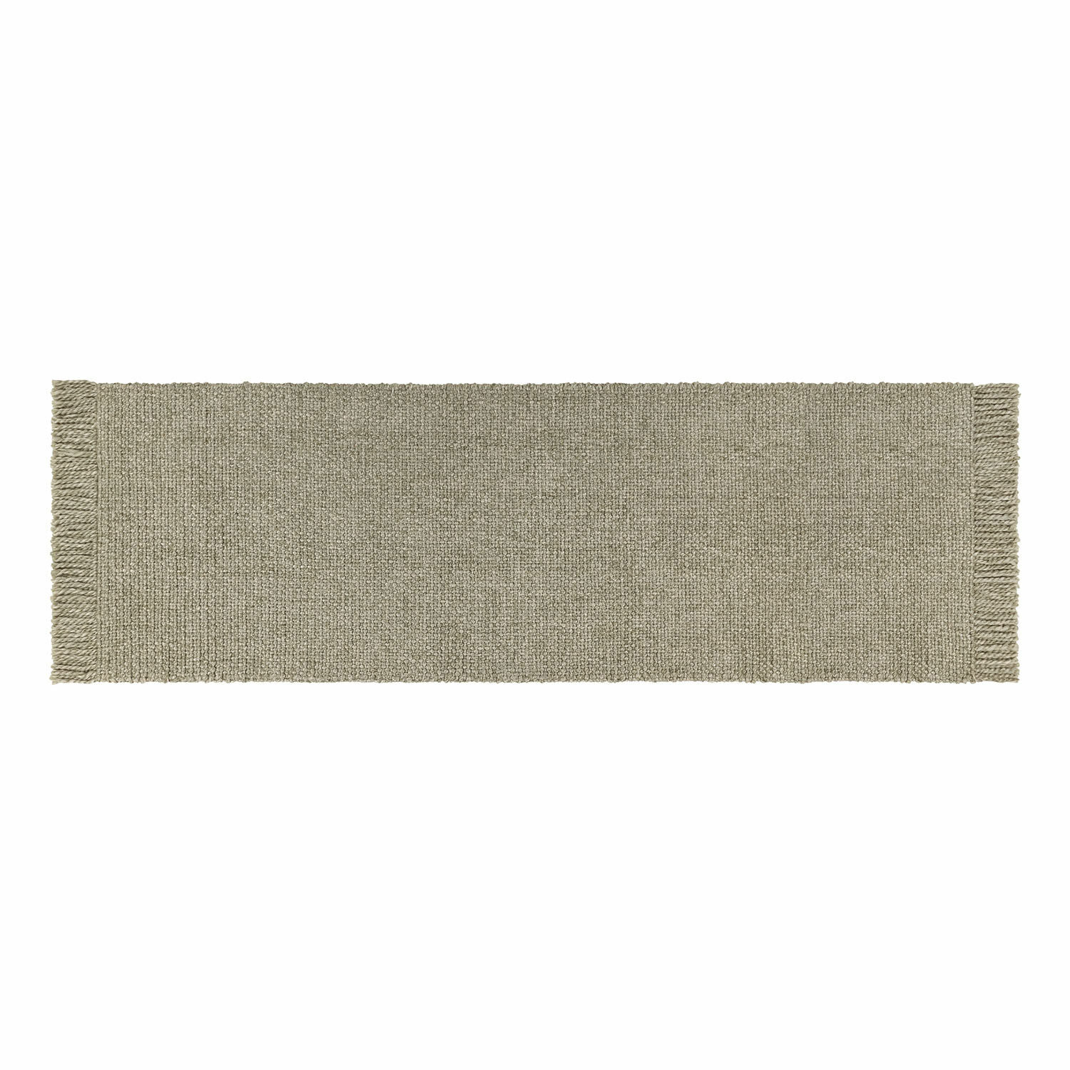 Runner da tavola beige in tessuto naturale con frange, decorazione rustica per tavolo