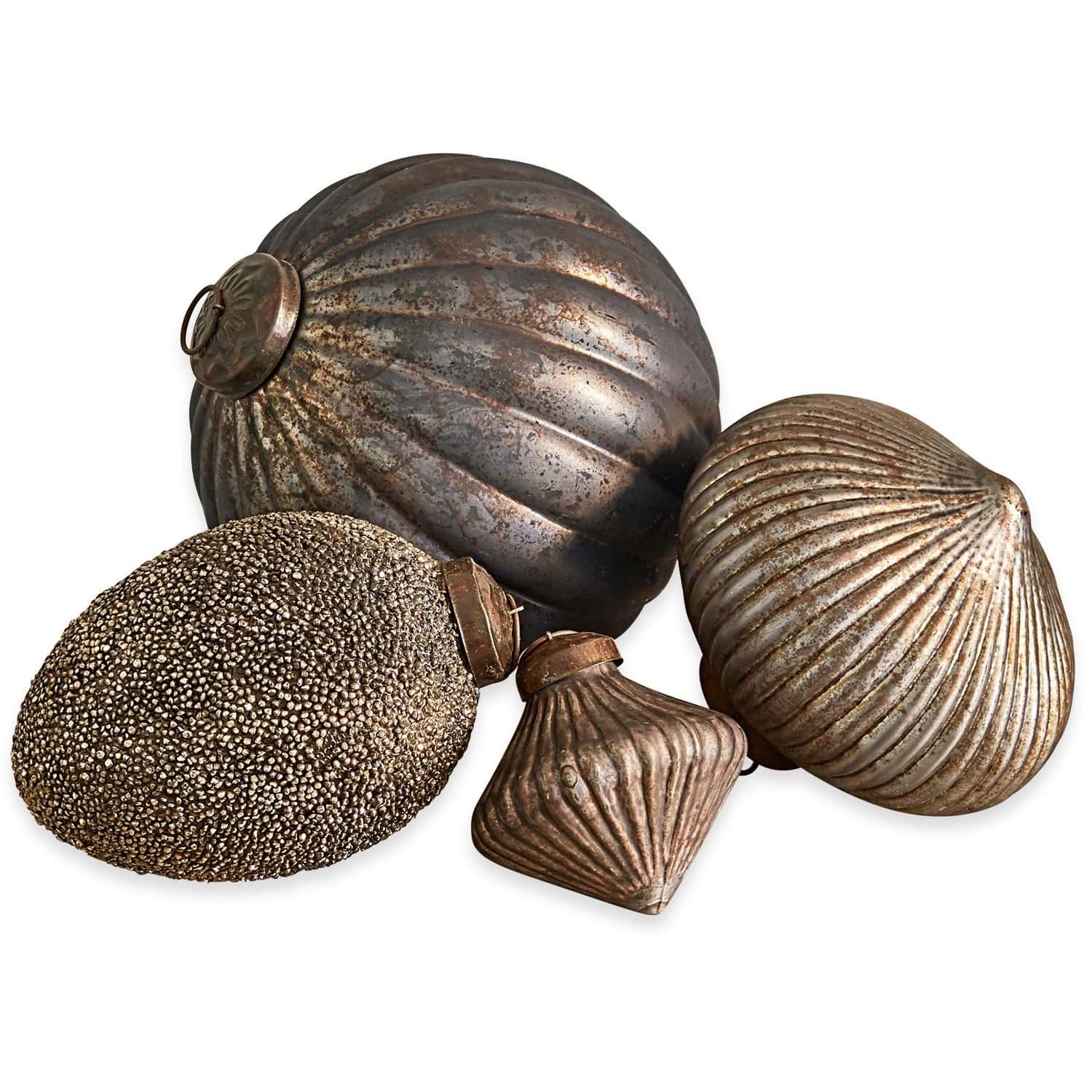 Set di 4 decorazioni natalizie Janine Set di quattro decorazioni natalizie in metallo color bronzo e rame per addobbi festivi