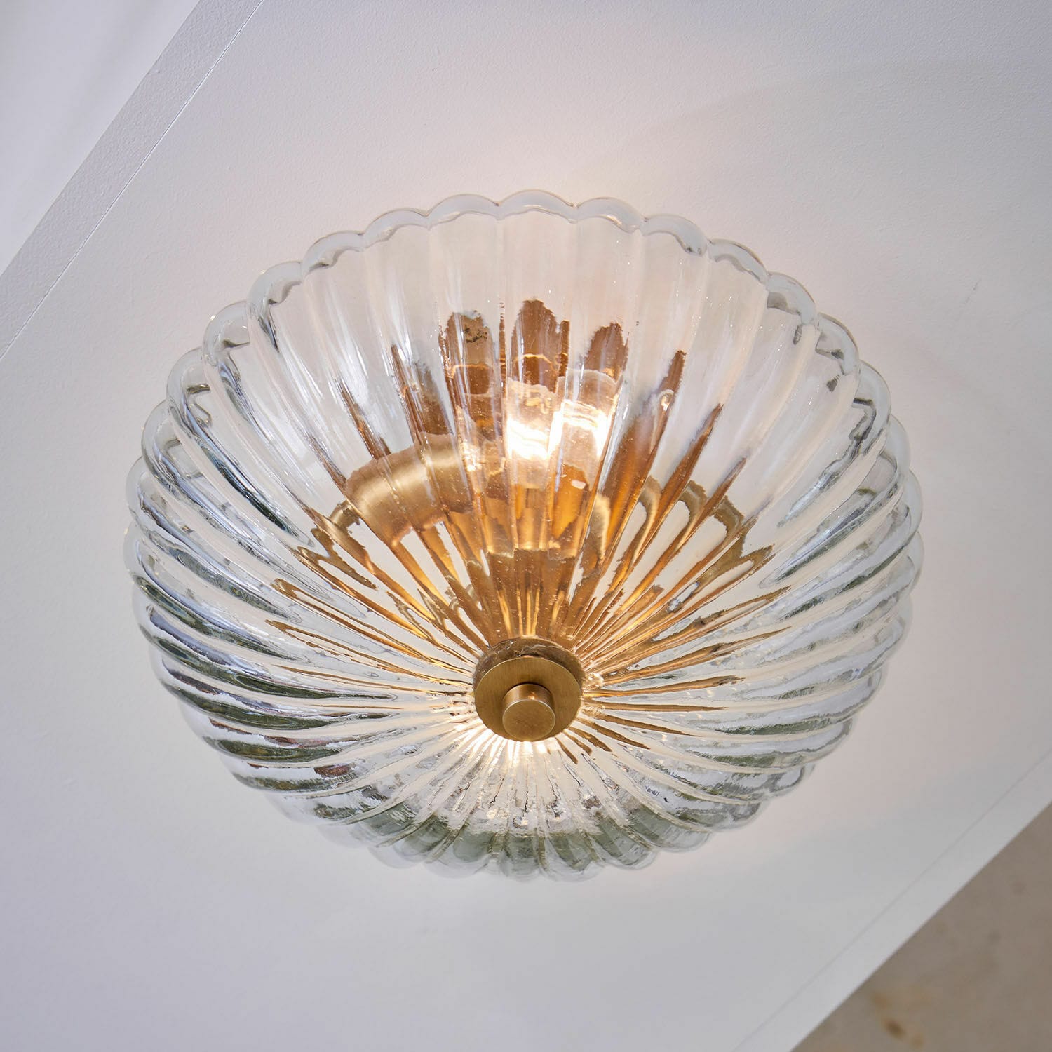 Lampada a sospensione Druaila Plafoniera in vetro con supporto metallico giallo, lampada decorativa da soffitto