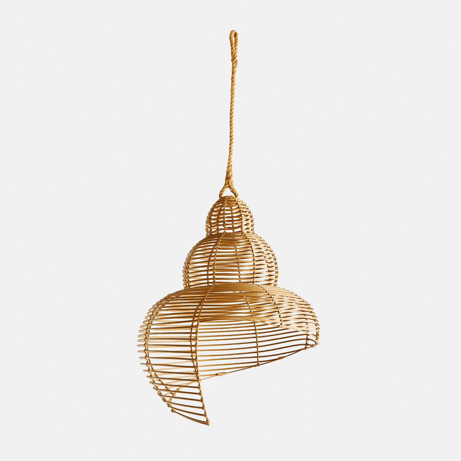 Paralume Zolaira Lampada a sospensione in rattan naturale con forma unica, illuminazione decorativa boho per interni