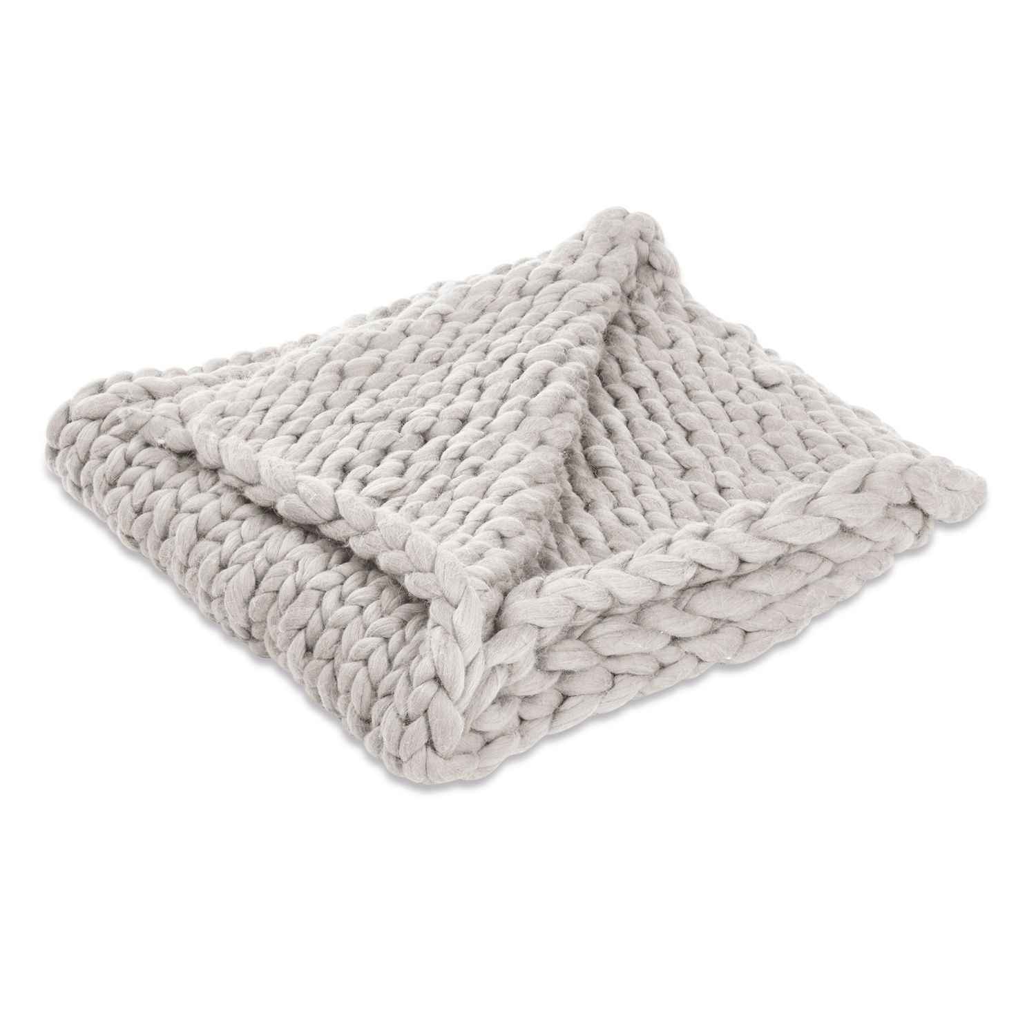 Coperta Reidous Coperta spessa grigio chiaro in filato morbido e spesso, ideale per un ambiente accogliente e decorazioni