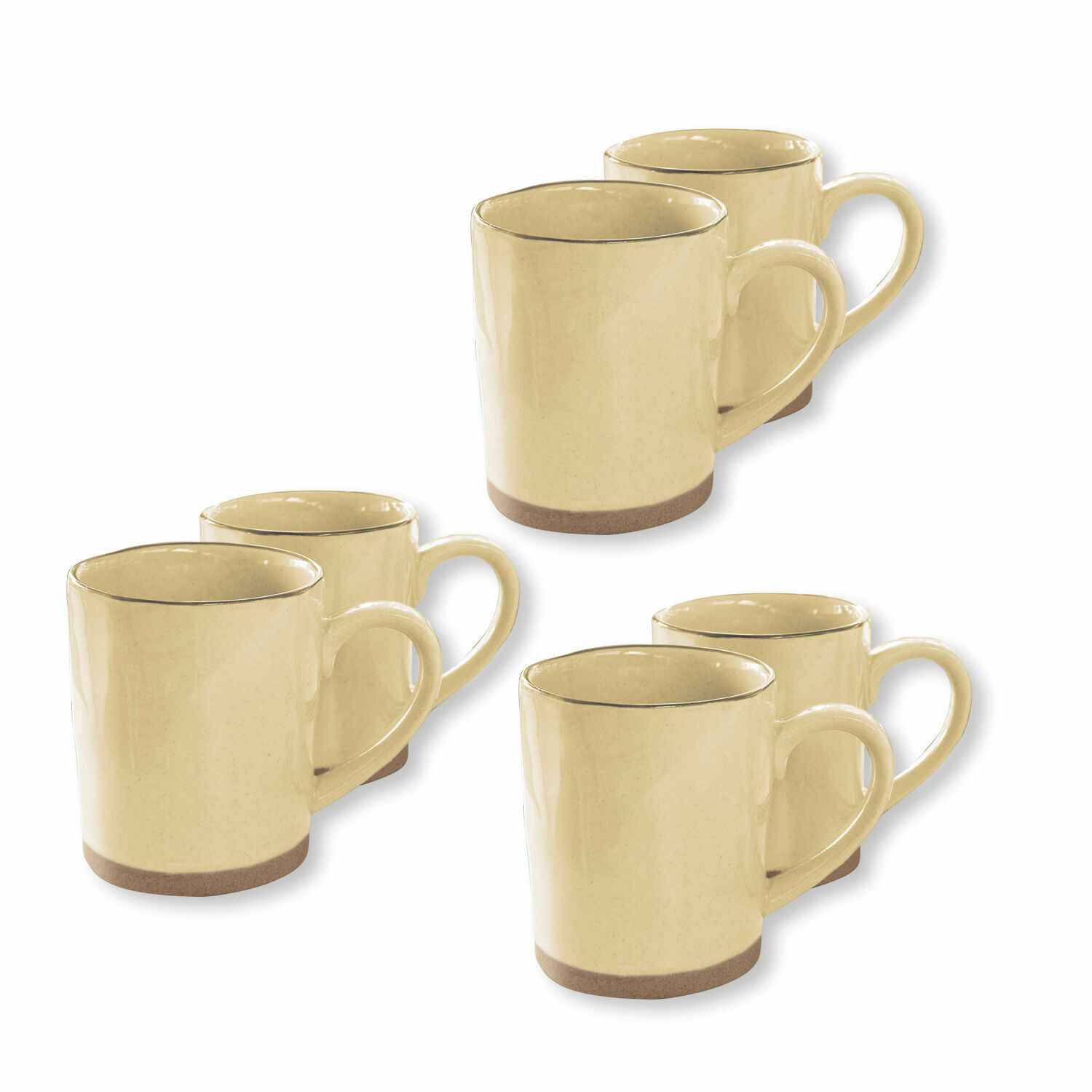 giallo Set di 6 tazze in ceramica Biarritz gialle con base marrone per caffè e tè